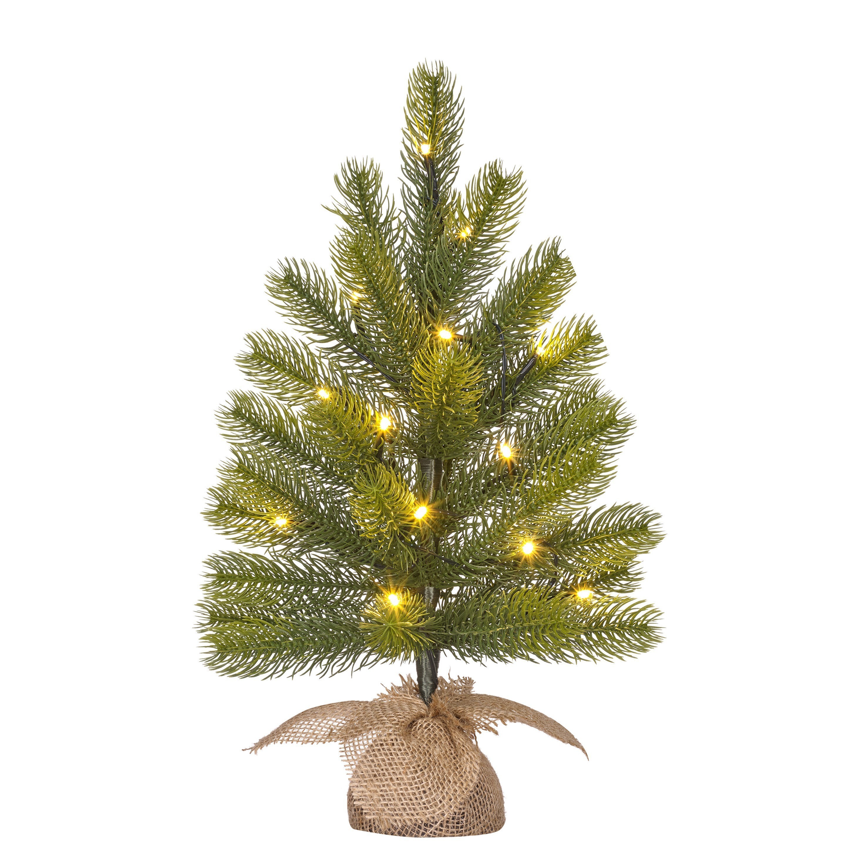 Kerstboom Nagoya LED Green 45x25 cm - 31 Tips - 15 Lights - in Jute Zak - PE