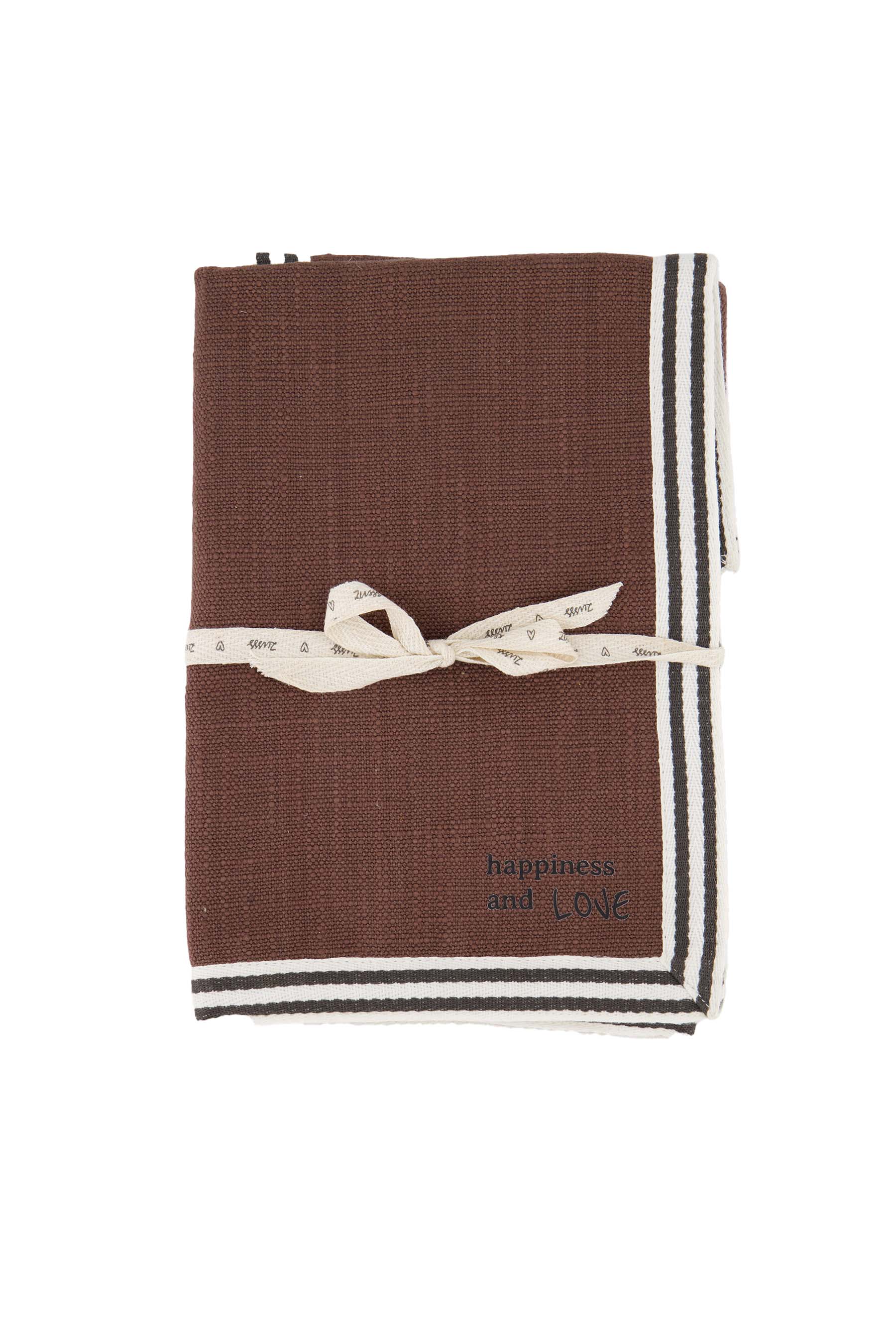 Zusss Placemats Favorite Place/Happiness set 2 stuks - Katoen - 51x36 cm - Sand/Dark Brown