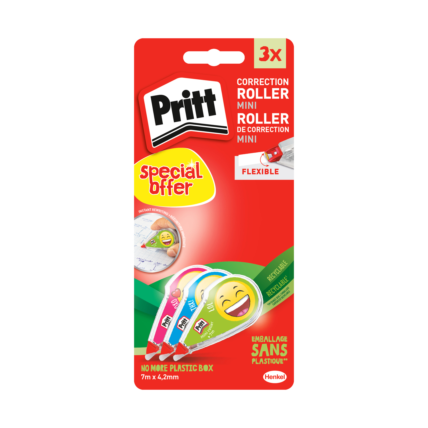 Pritt Correctie Roller Emoji 4.2 mm x 7 m 3 stuks
