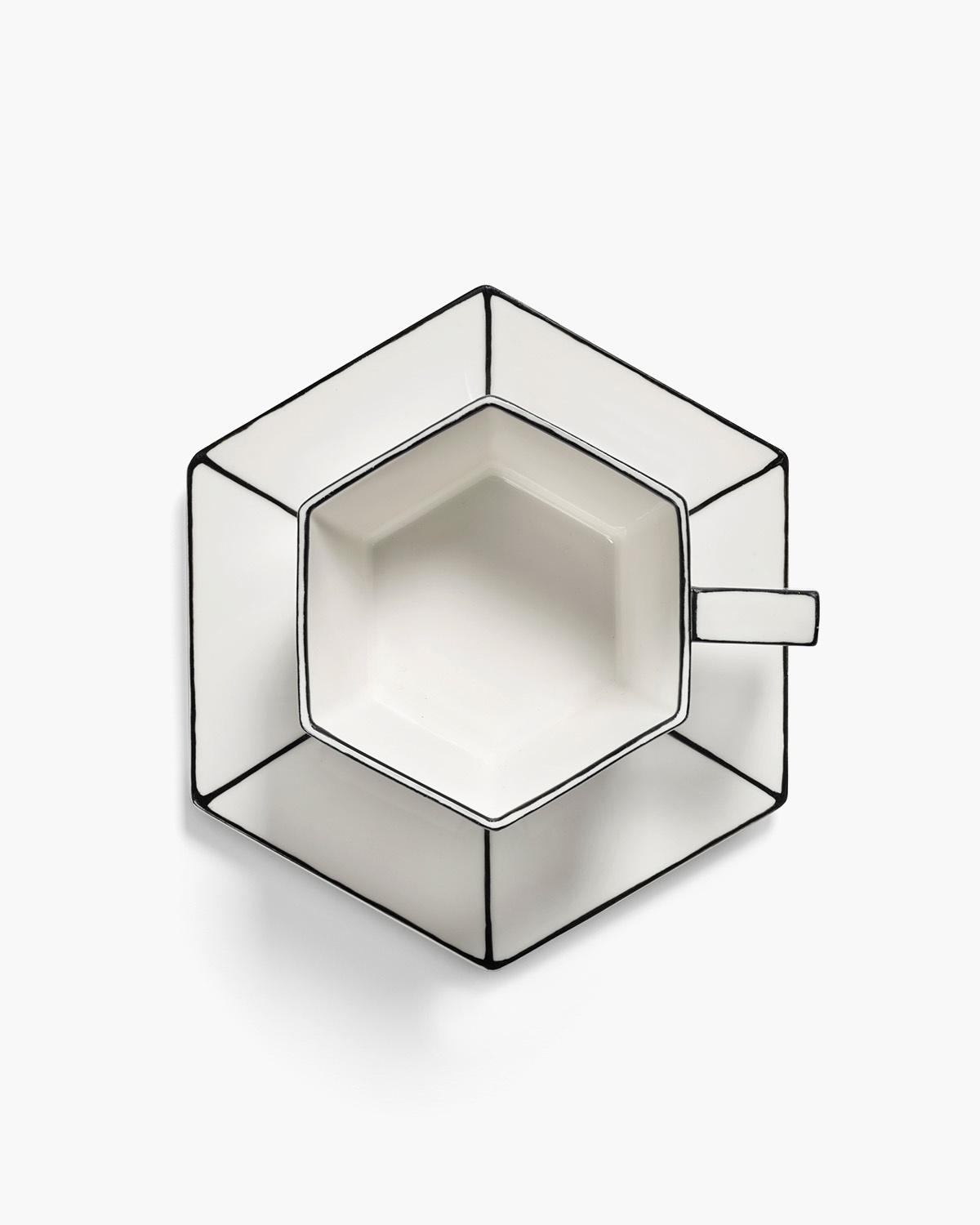 Serax Cappuccinotas Carte Blanche White/Black met Schotel - 16.5x16.5x9 cm - by Annebet Philips
