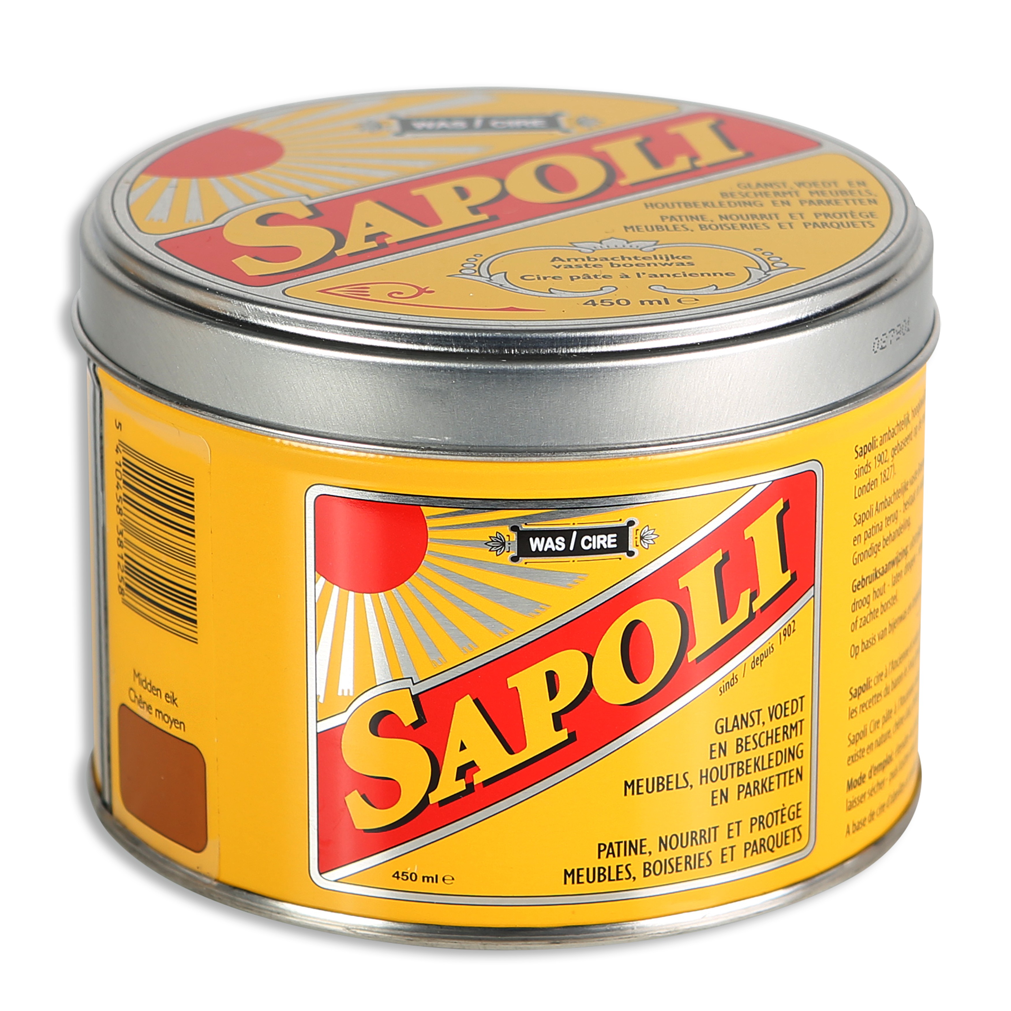 Sapoli Vaste Boenwas Midden Eiken 450 ml