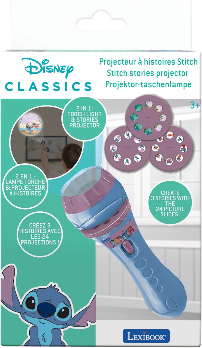Disney Stitch Stories Projector projectie Zaklamp met 24 Plaatjes van Stitch