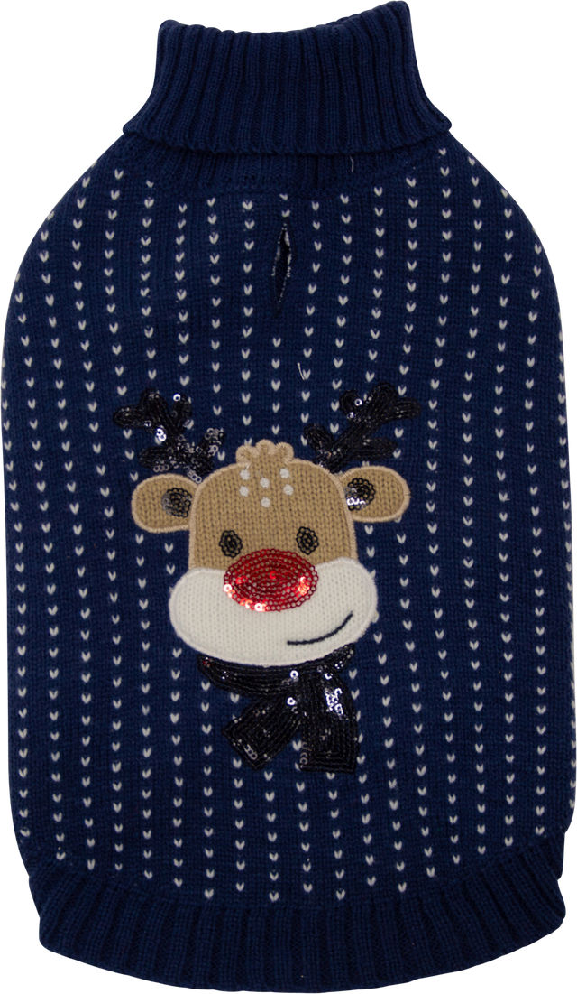 Jack and Vanilla Dogwalk Trui met Rendier extra small 25 cm Donkerblauw