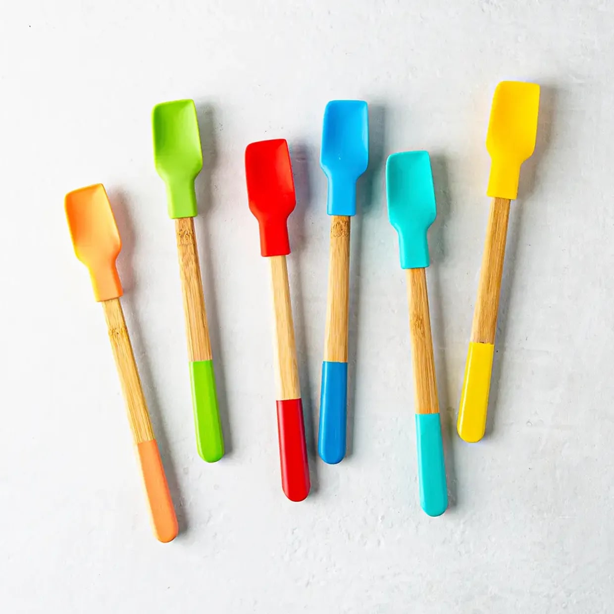 Pebbly Spatel Mini 21cm - Bamboe/Silicone - assorti - prijs per stuk