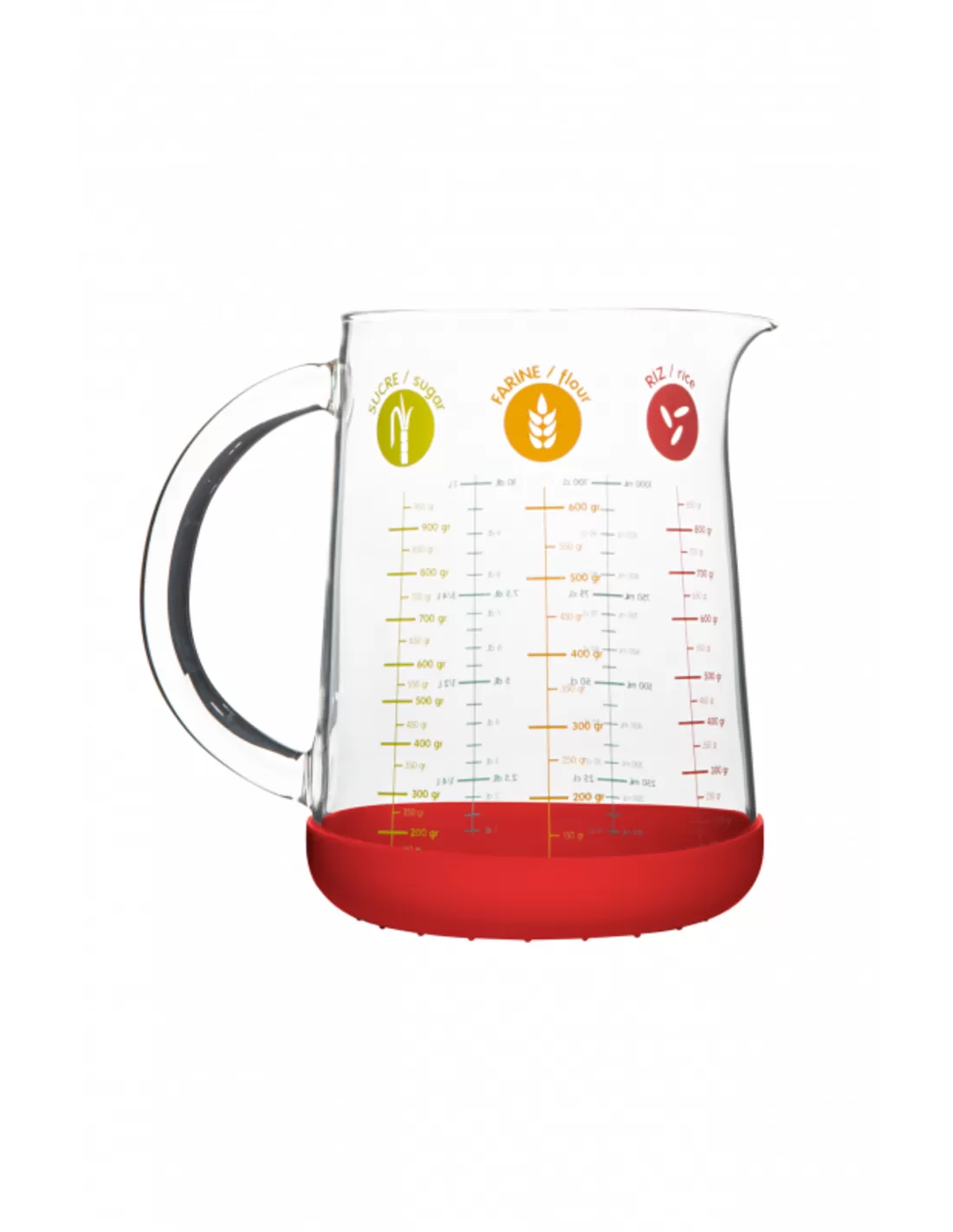 Pebbly Maatbeker 1l - Borosilicaatglas/Silicone - 10x16 cm