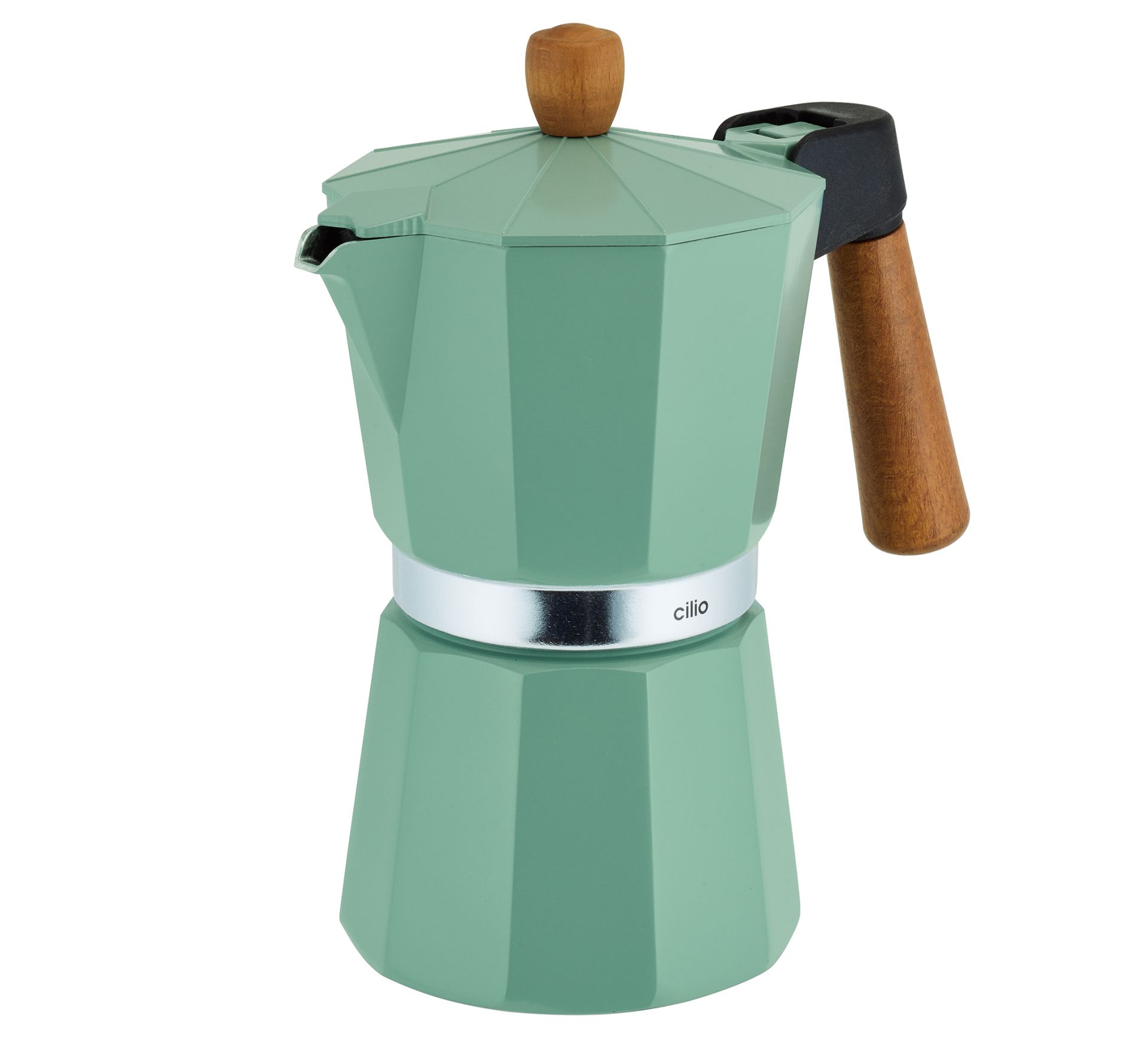 Cilio Koffiemaker Legno Muntgroen voor 6 Tassen - 8.5x19 cm - Cafetiere