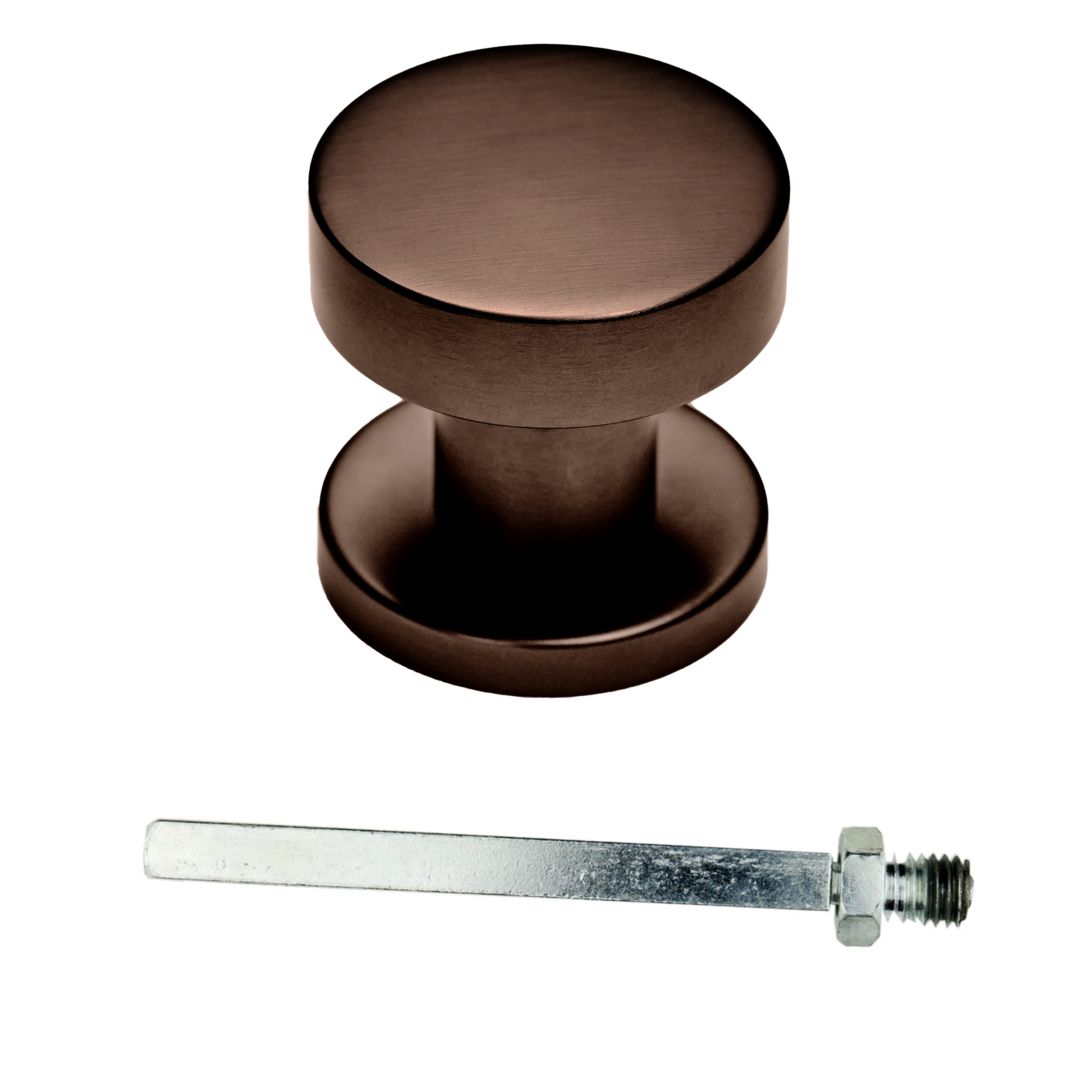 HDD Deurknop Top Plat op Rozas Mat Brons