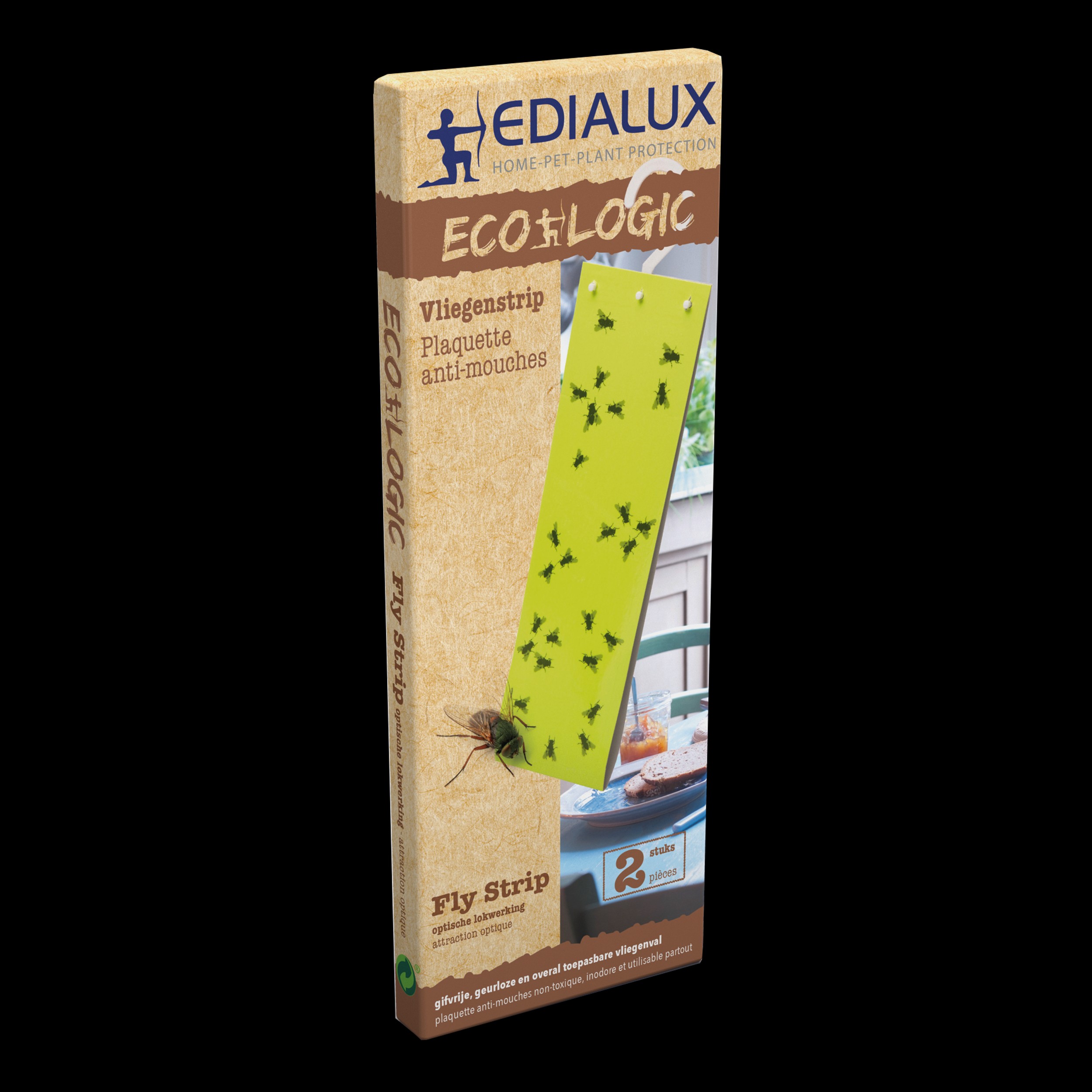 Edialux Flystrip Vliegenstrip gifvrij Kleefstrip met optische werking