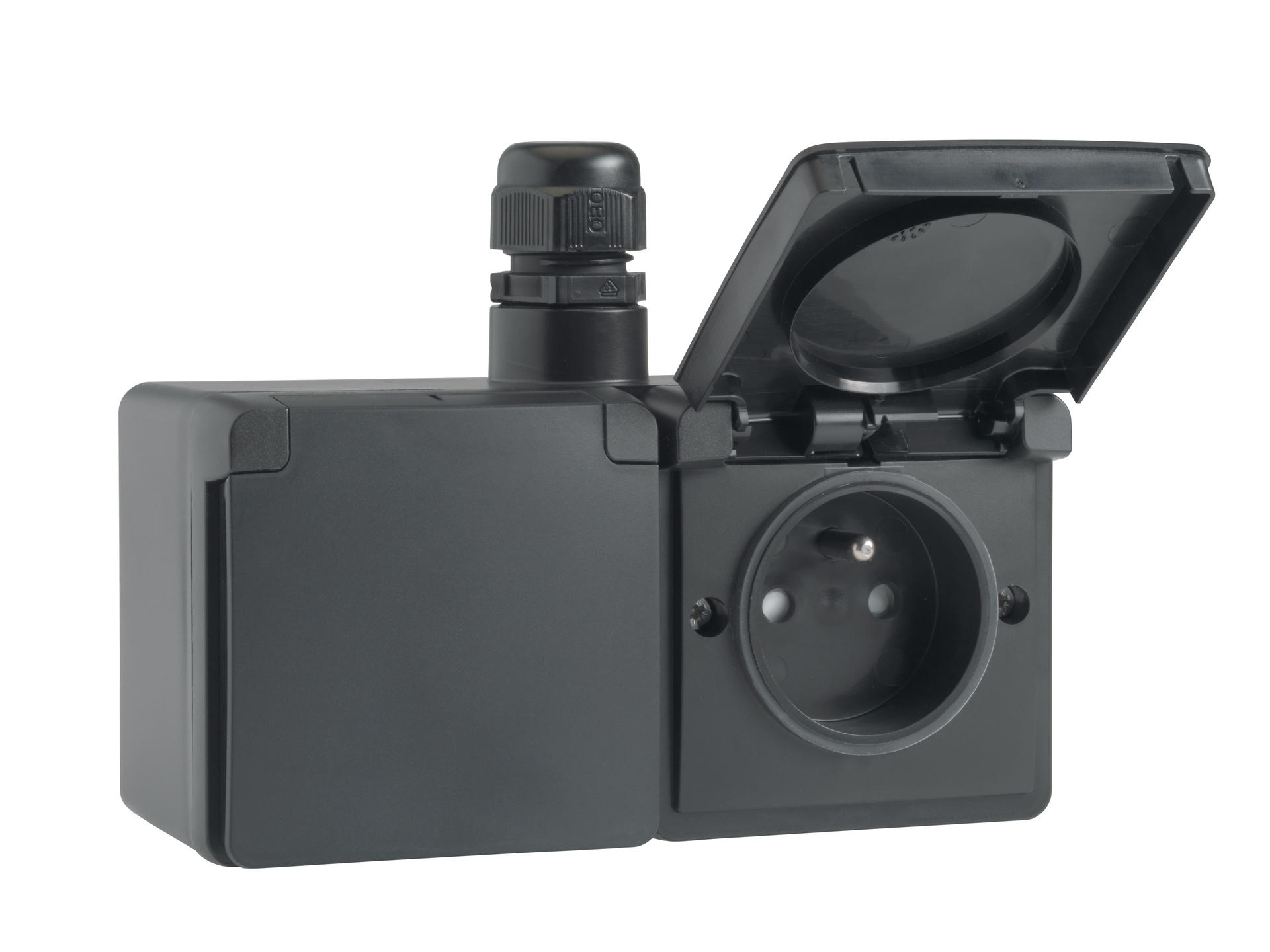 Niko Hydro Dubbele Wandcontactdoos 16A Horizontaal - Zwart