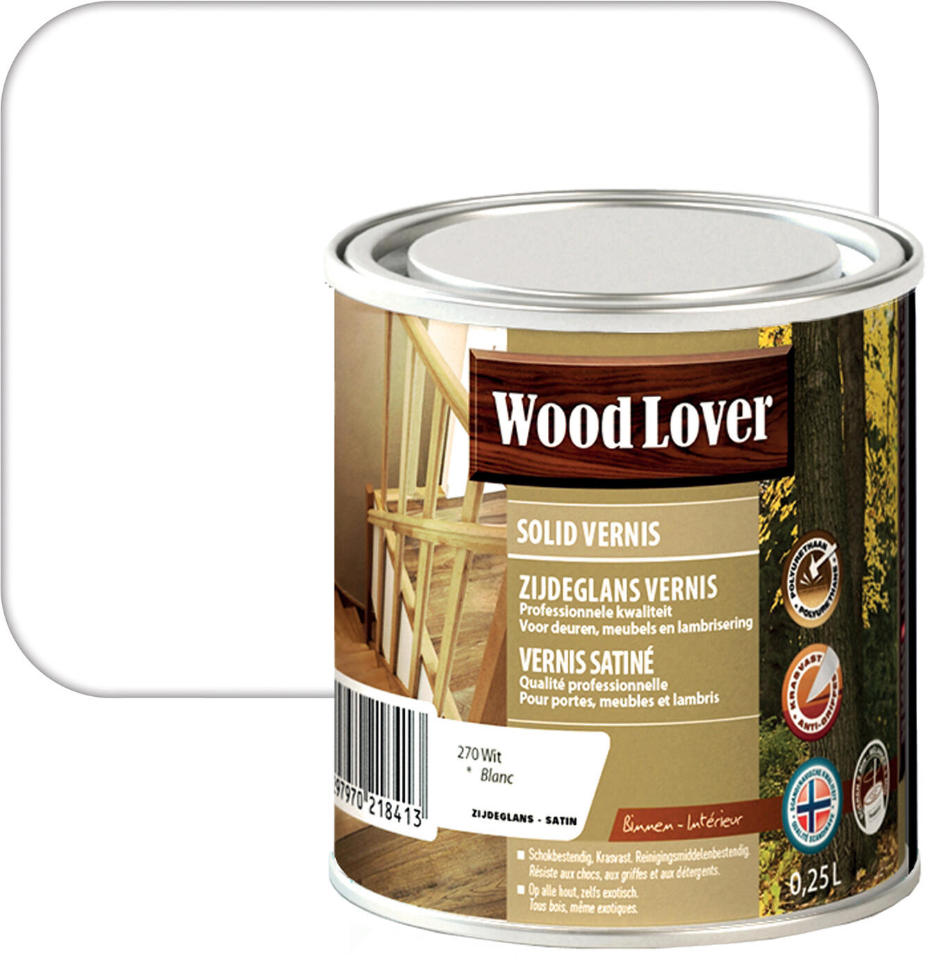 Woodlover Solid Vernis 0.25 l Kleur 270 - Wit