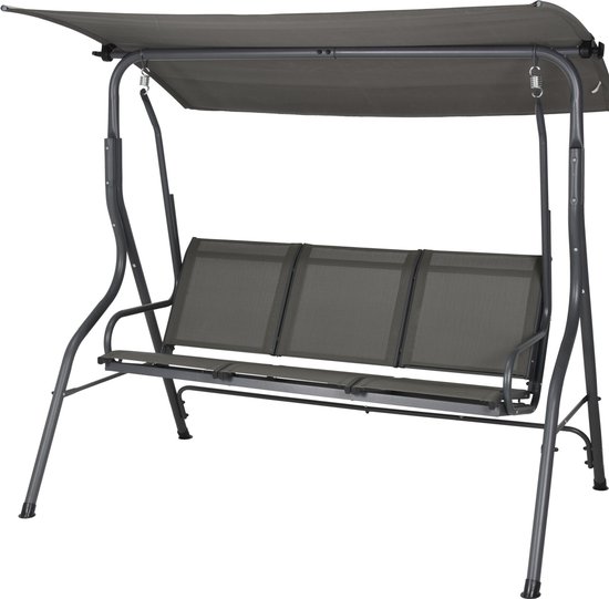 Schommelbank Antraciet met Dak 3 Personen 170x110x153 cm
