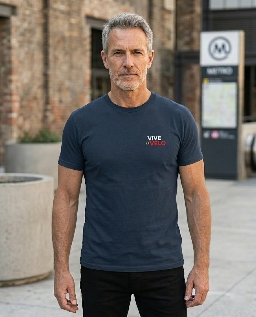 Vive le Vélo T-shirt Unisex Go Belgium Broderie Km Regular Fit French Navy