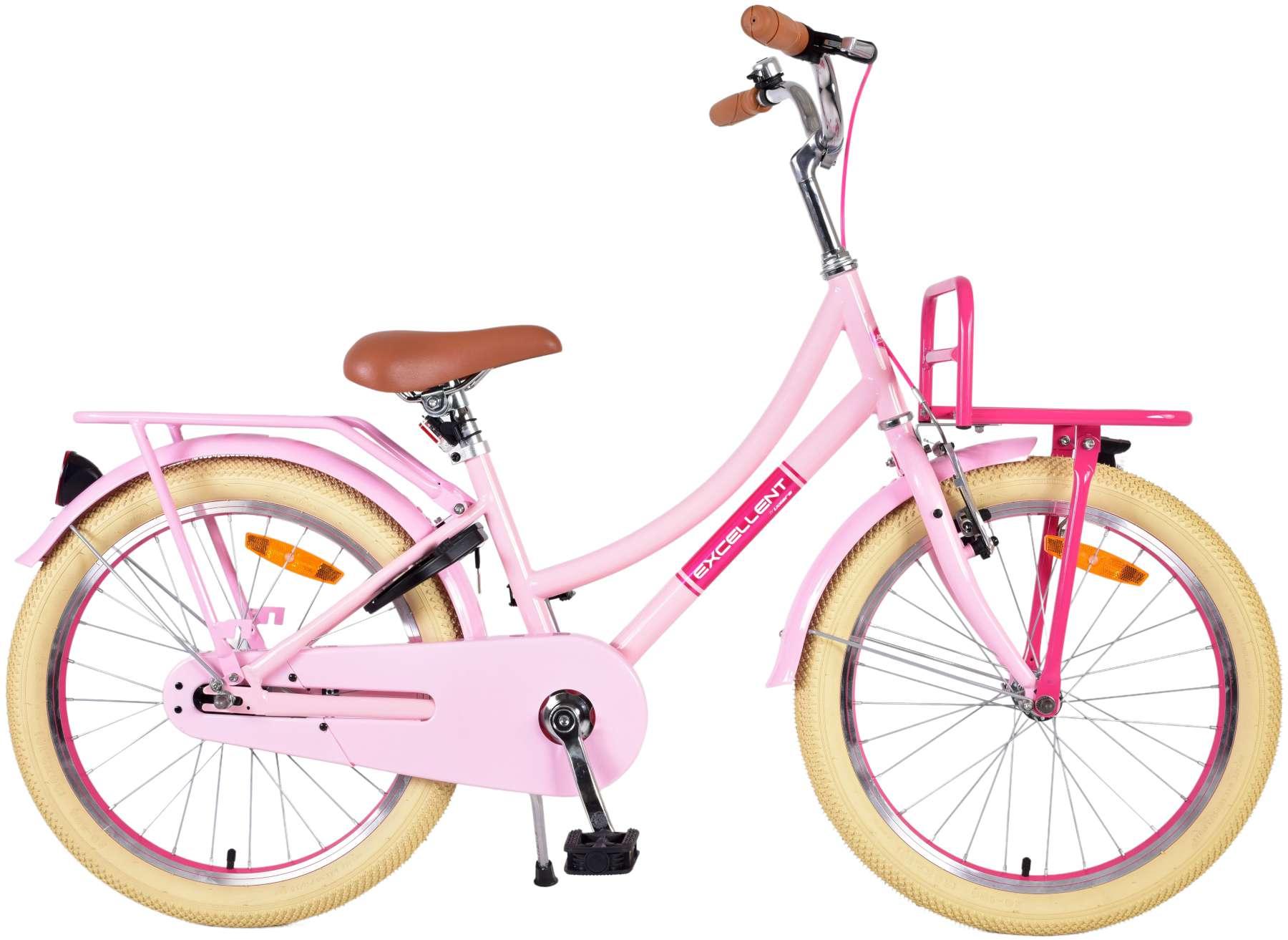 Volare Excellent Kinderfiets Roze Handrem+Terugtraprem met Bagagerek Vooraan 20 inch