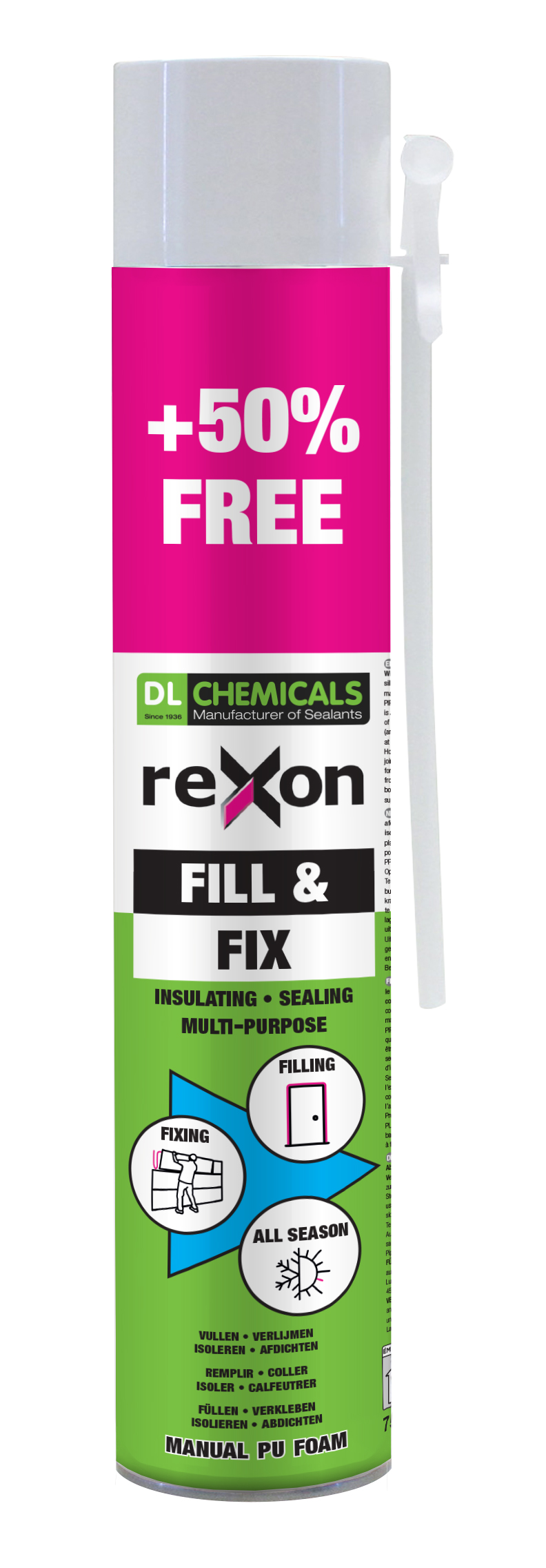 Rexon PU Schuim Fill & Fix 750 ml Beige Geel