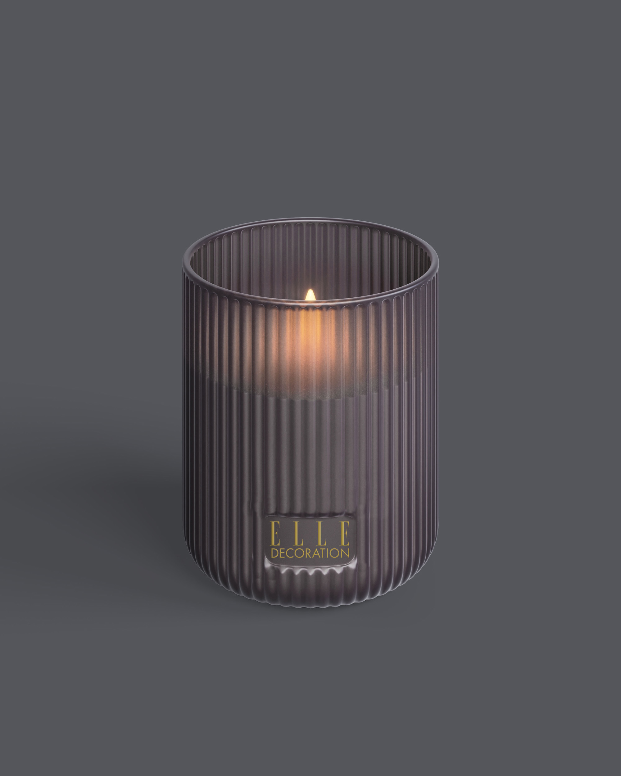 ELLE Decoration LED Kaars Belleville Taupe Frost 10x12 cm - Glas - 1 Vlam - op Batterijen (excl.)