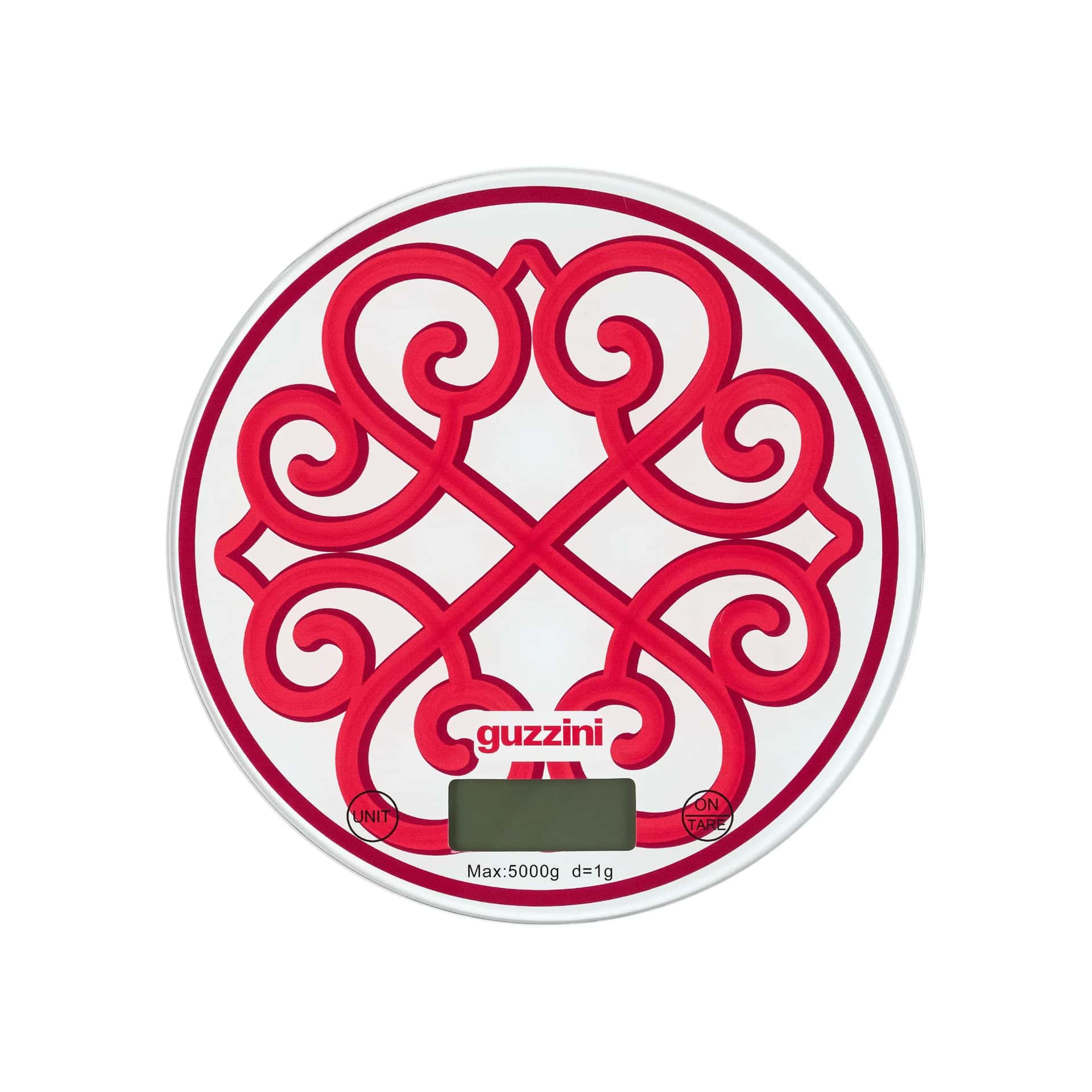 Guzzini Keukenweegschaal Harmonia Bright Red 19.5cm - Digitaal - tot 5kg - op 1g - Glas