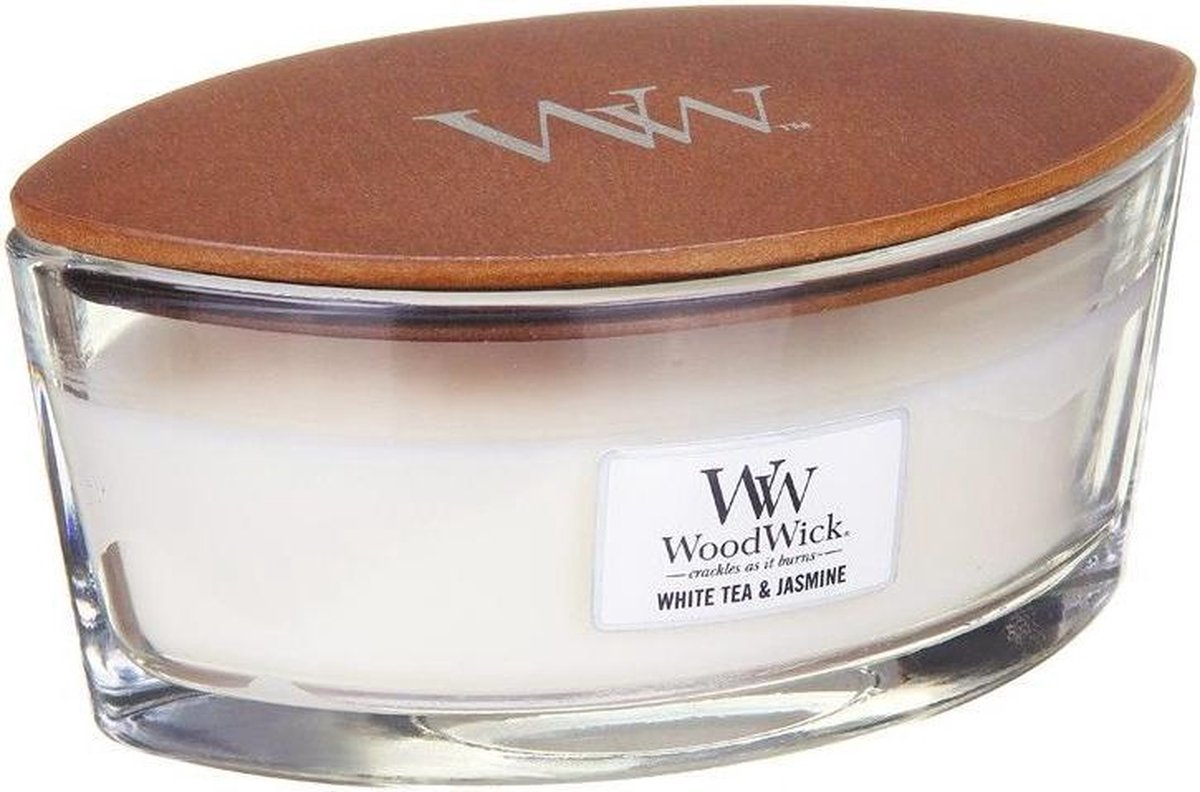 Woodwick Kaars White Tea & Jasmine Ellipse