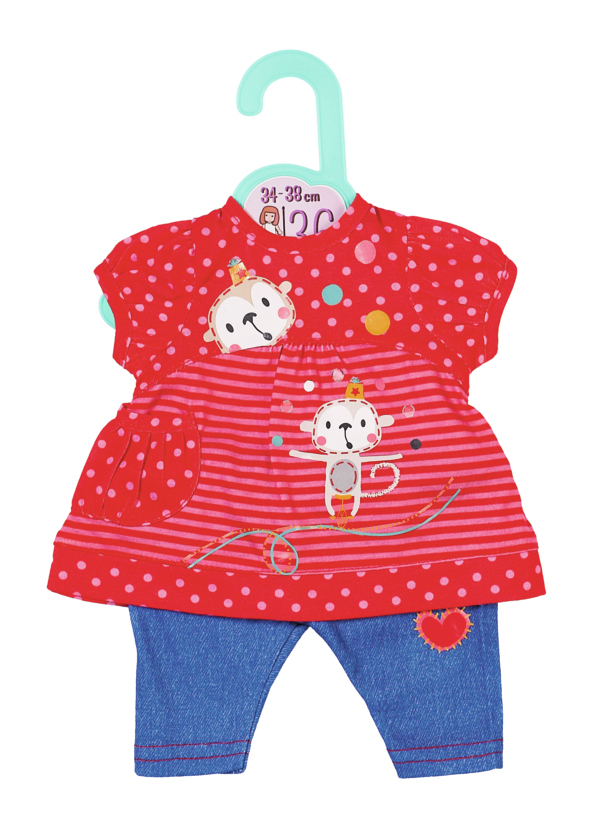 Dolly Moda jurkje met jeans legging voor 34-38 cm Pop