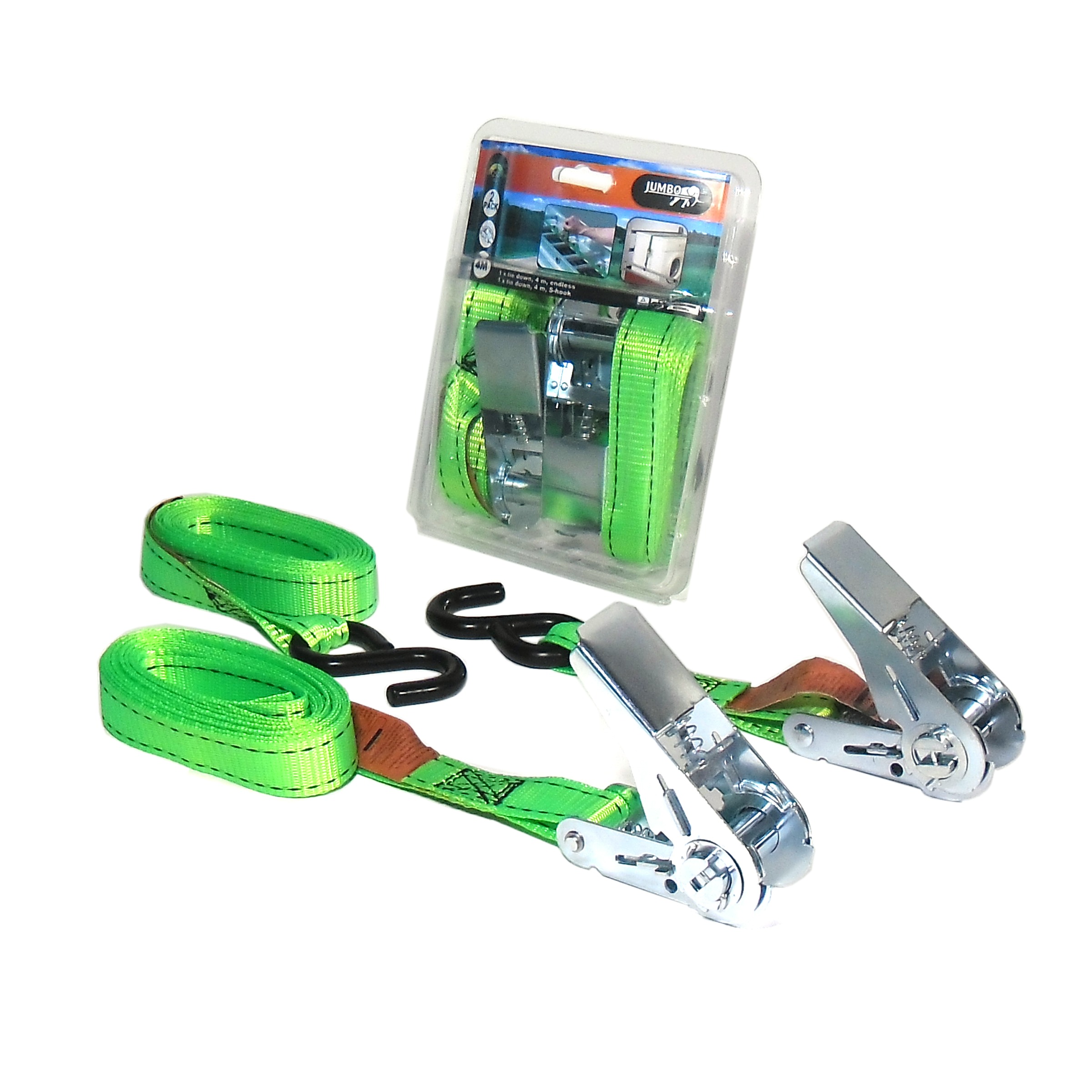Jumbo set van 2 Spanbanden Groen 4 meter