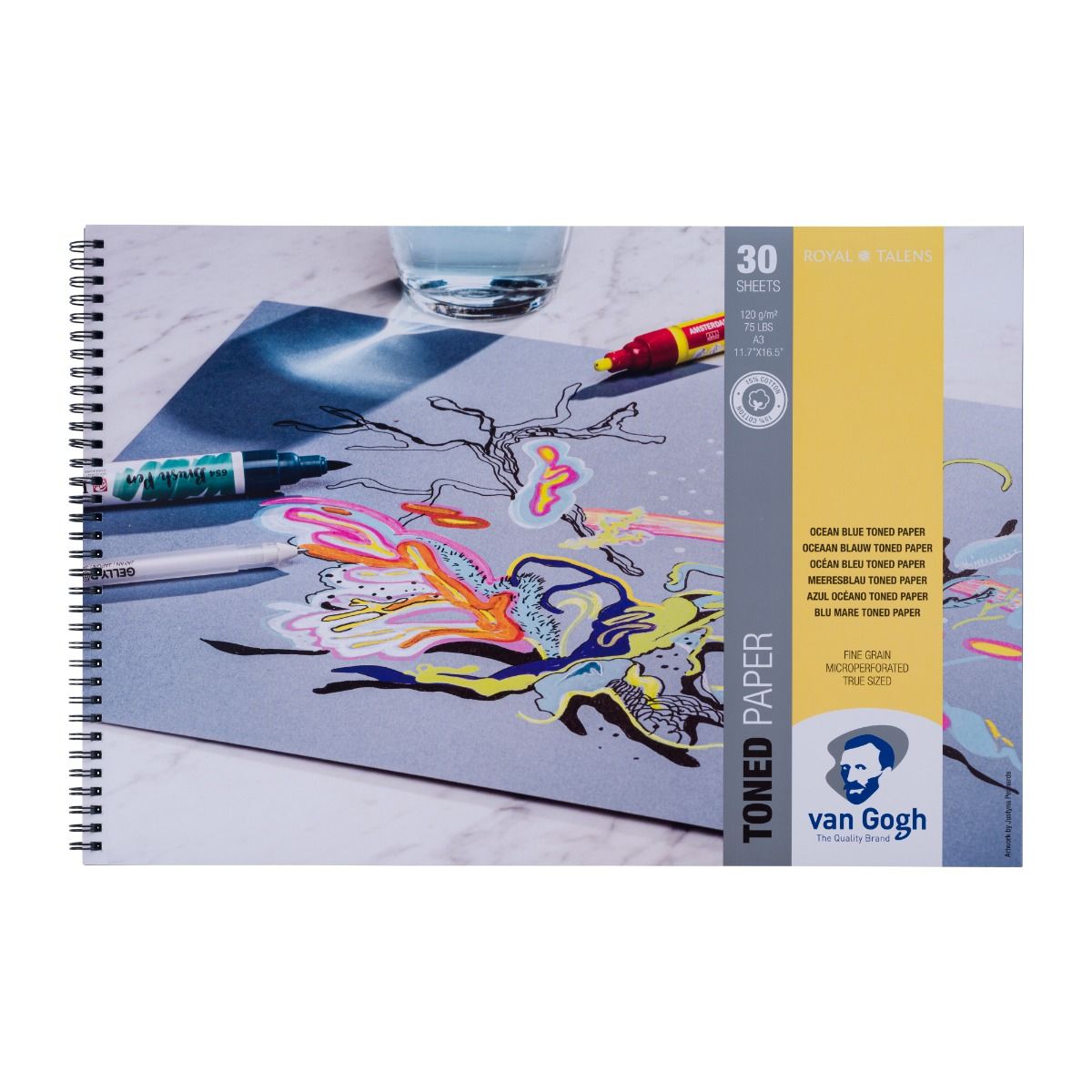 Van Gogh Getint Papier A3 Oceaanblauw 42x29.7 cm - 30 vel