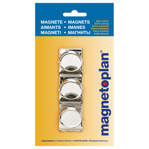 Magnetoplan Magneetclip Dia 35mm Zilver 3 Stuks