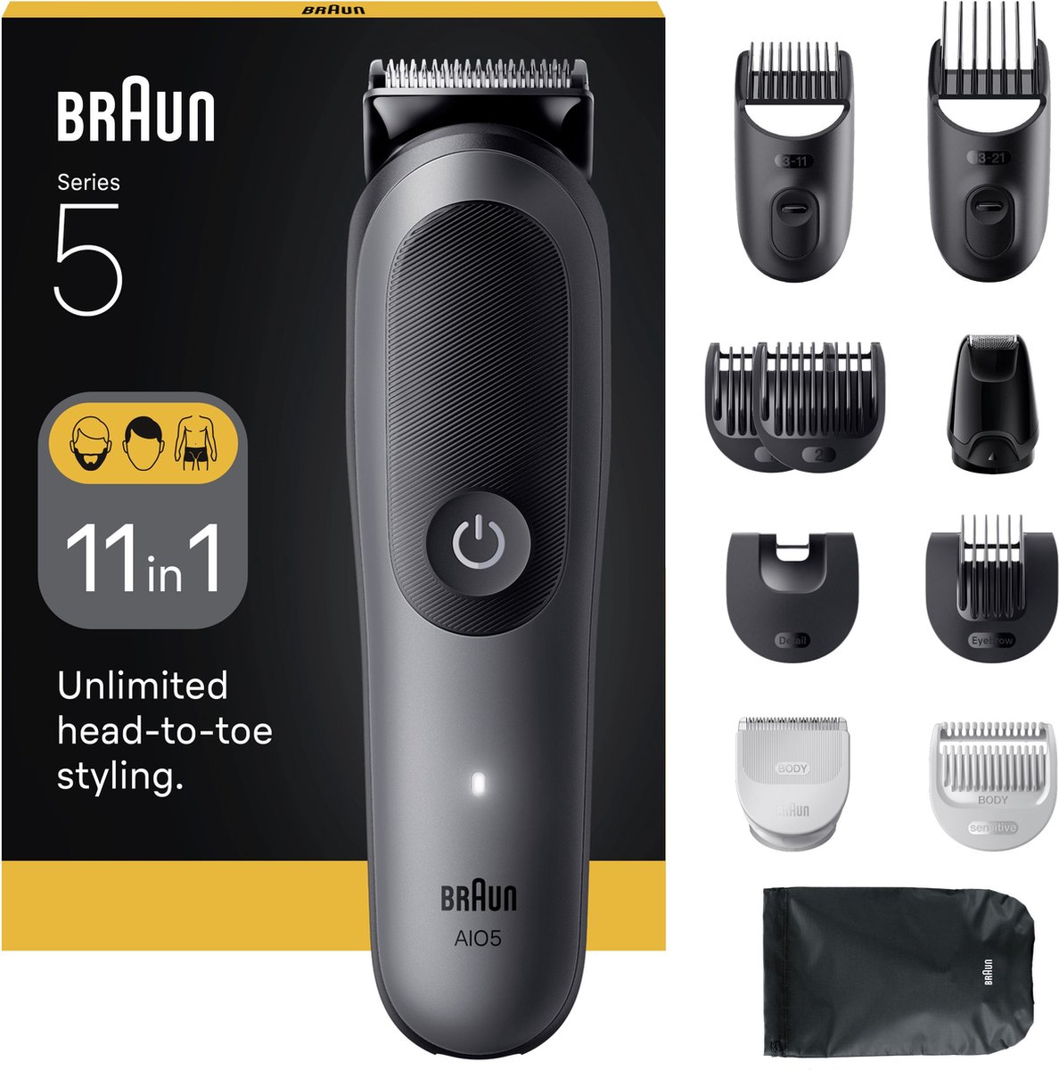 Braun MultiGroom Kit, haar en baard 11 in 1, tondeuze, oplaadbaar