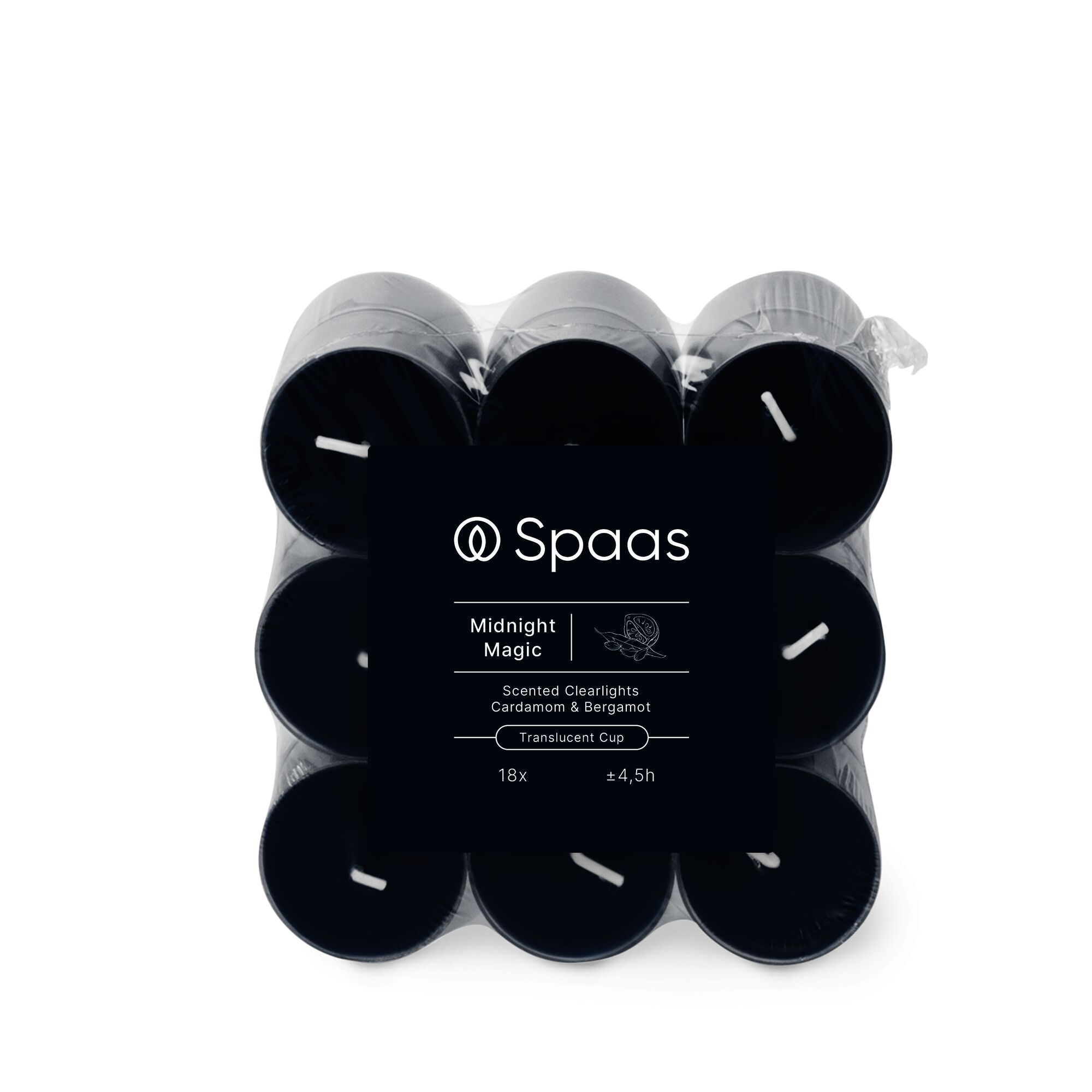 Spaas Theelichten Clearlights 18 stuks Midnight Magic - Cardamom and Bergamot - 4.5 Branduren