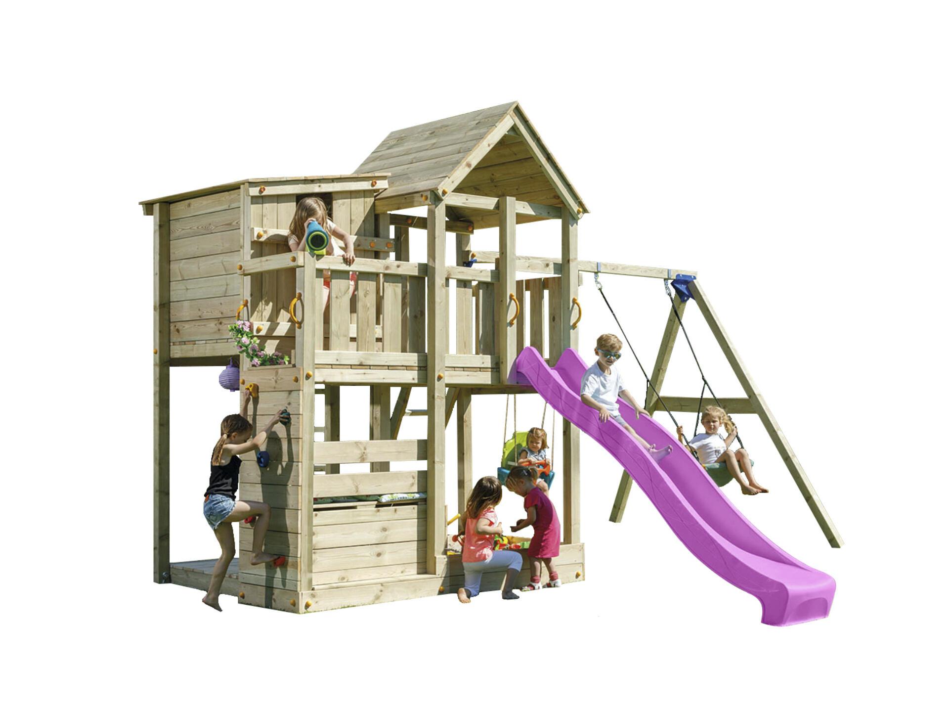 Blue Rabbit Palazzo Speeltoren met fuchsia Glijbaan