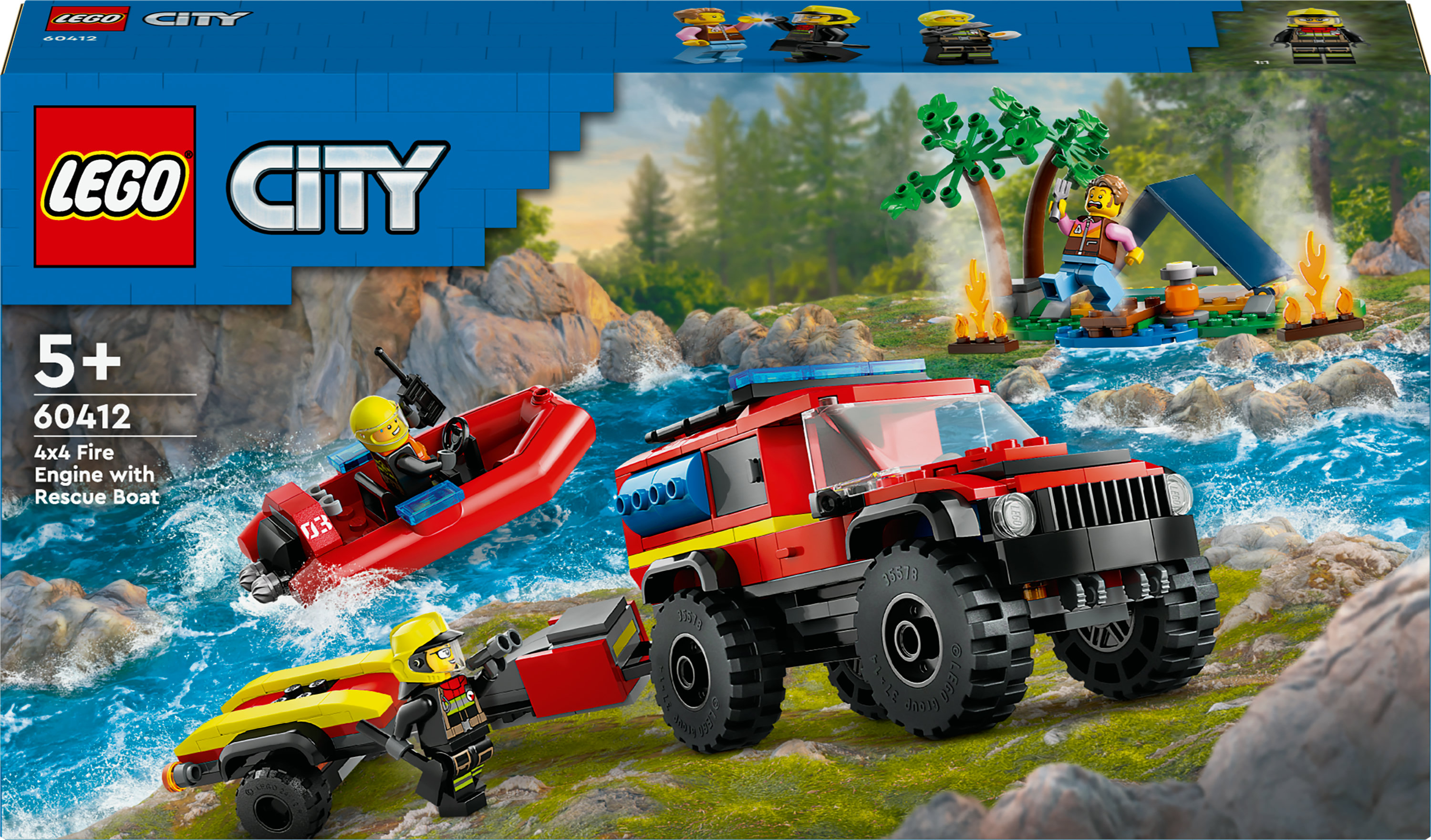 LEGO City 60412 4x4 Brandweerauto met reddingsboot