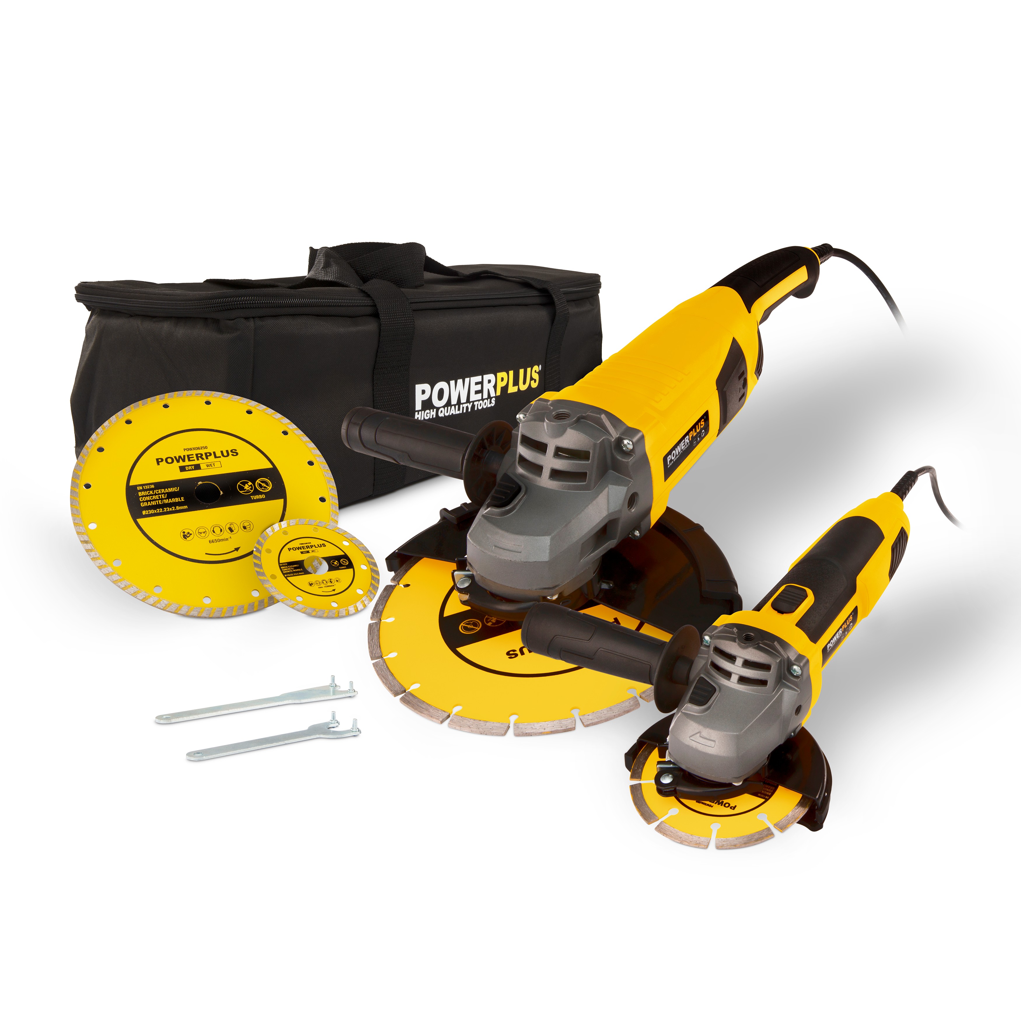 Powerplus POWX06250 Set Haakse Slijpers 2 Machines + Opbergtas