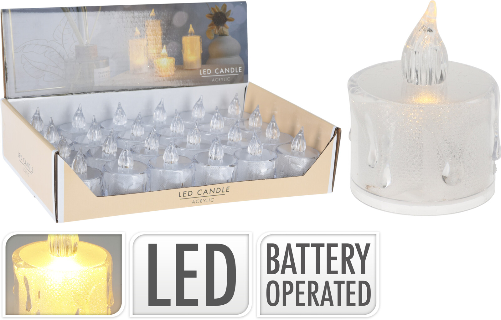 Kaars LED 3.6x5 cm - Warm Wit