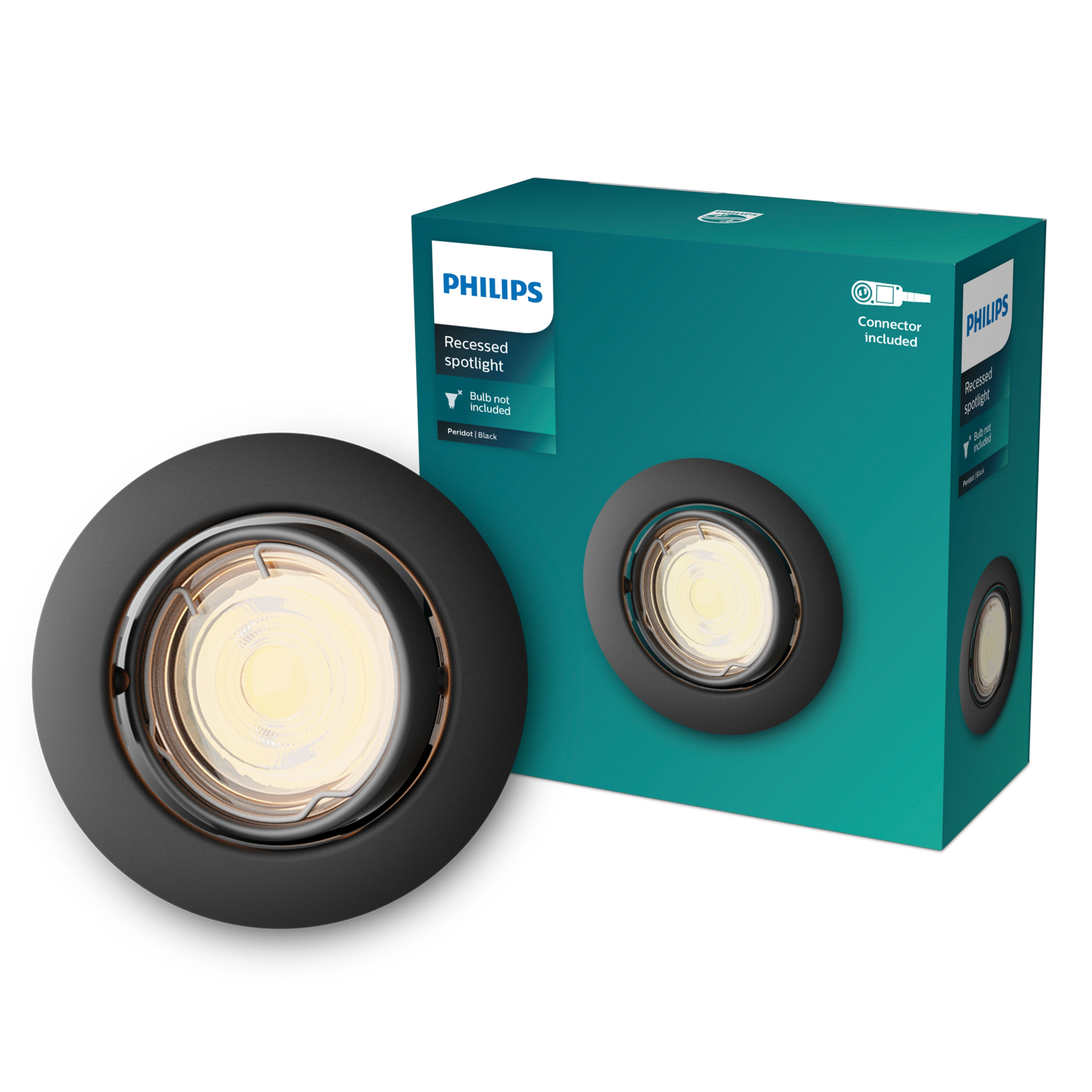 Philips Inbouwspot Peridot Rond Richtbaar GU10 Zwart