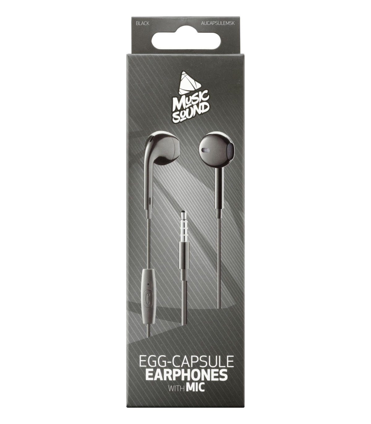 Music Sound Headphone Egg-Capsule met microfoon, zwart