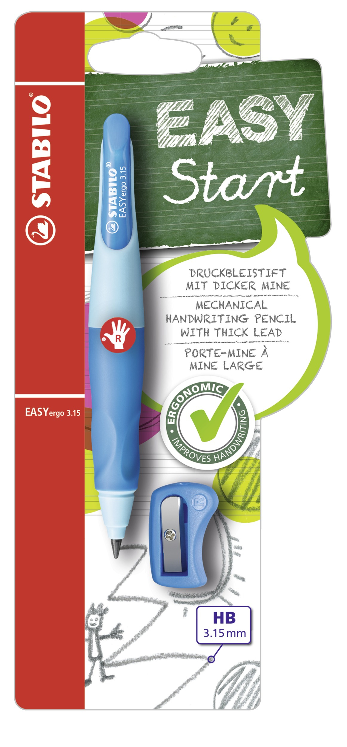 STABILO Easy Ergo 3.15 Potlood Rechts Lichtblauw/Donkerblauw STABILO Easy Ergo 3.15 Potlood Rechts Lichtblauw/Donkerblauw