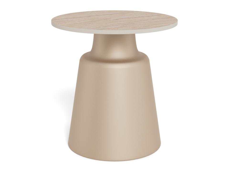 Santorini Salontafel Beige Traverti 45x47.5 cm - Basis Mat Grijs