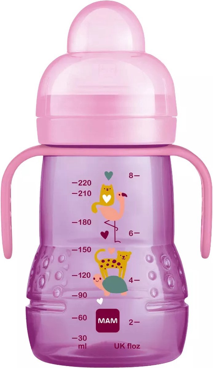 Mam Oefenbeker met Handvatten Roze 220 ml
