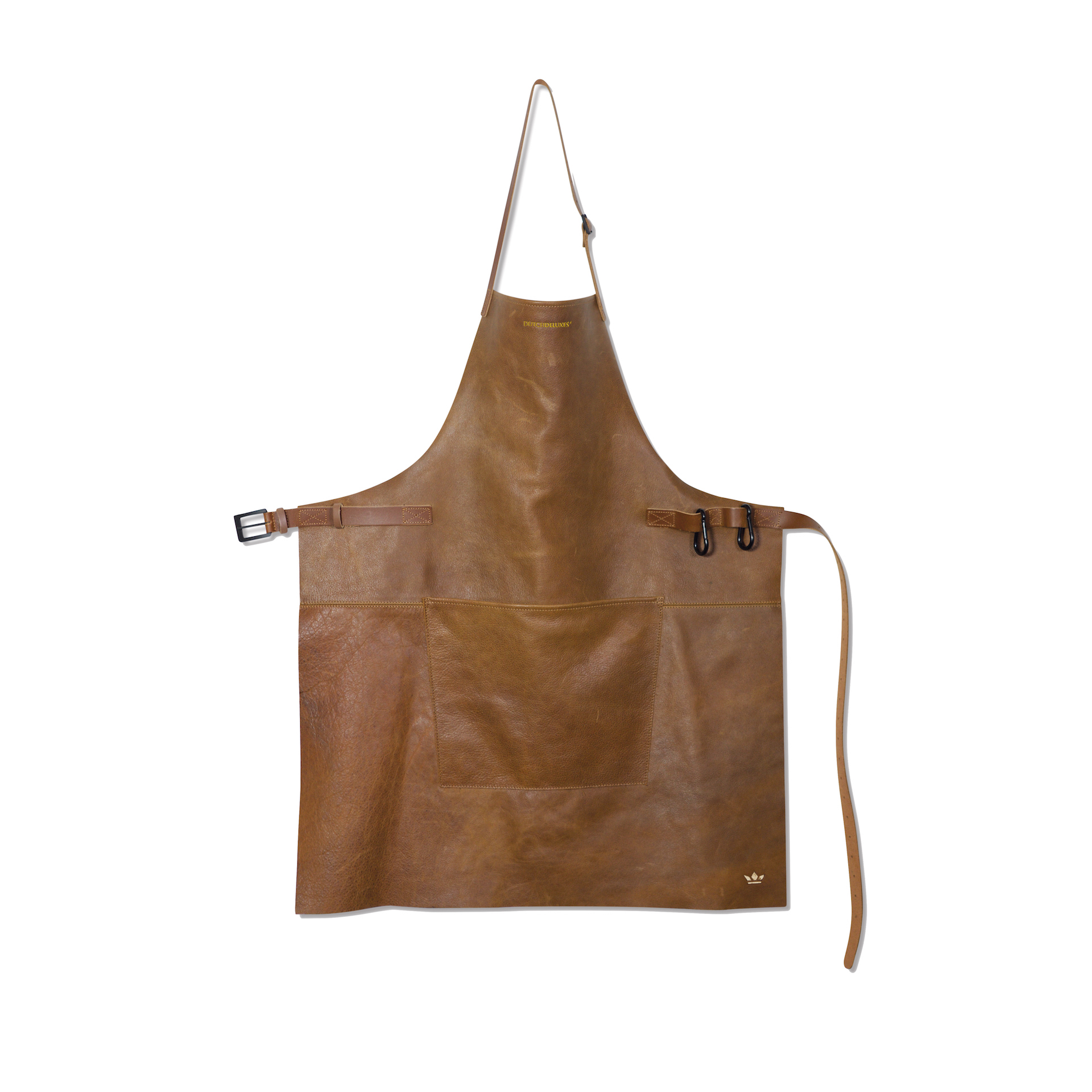 Dutchdeluxes Keukenschort BBQ Style Vintage Cognac - 78.5x64.5 cm - 100% Volnerf Leer - Handgemaakt