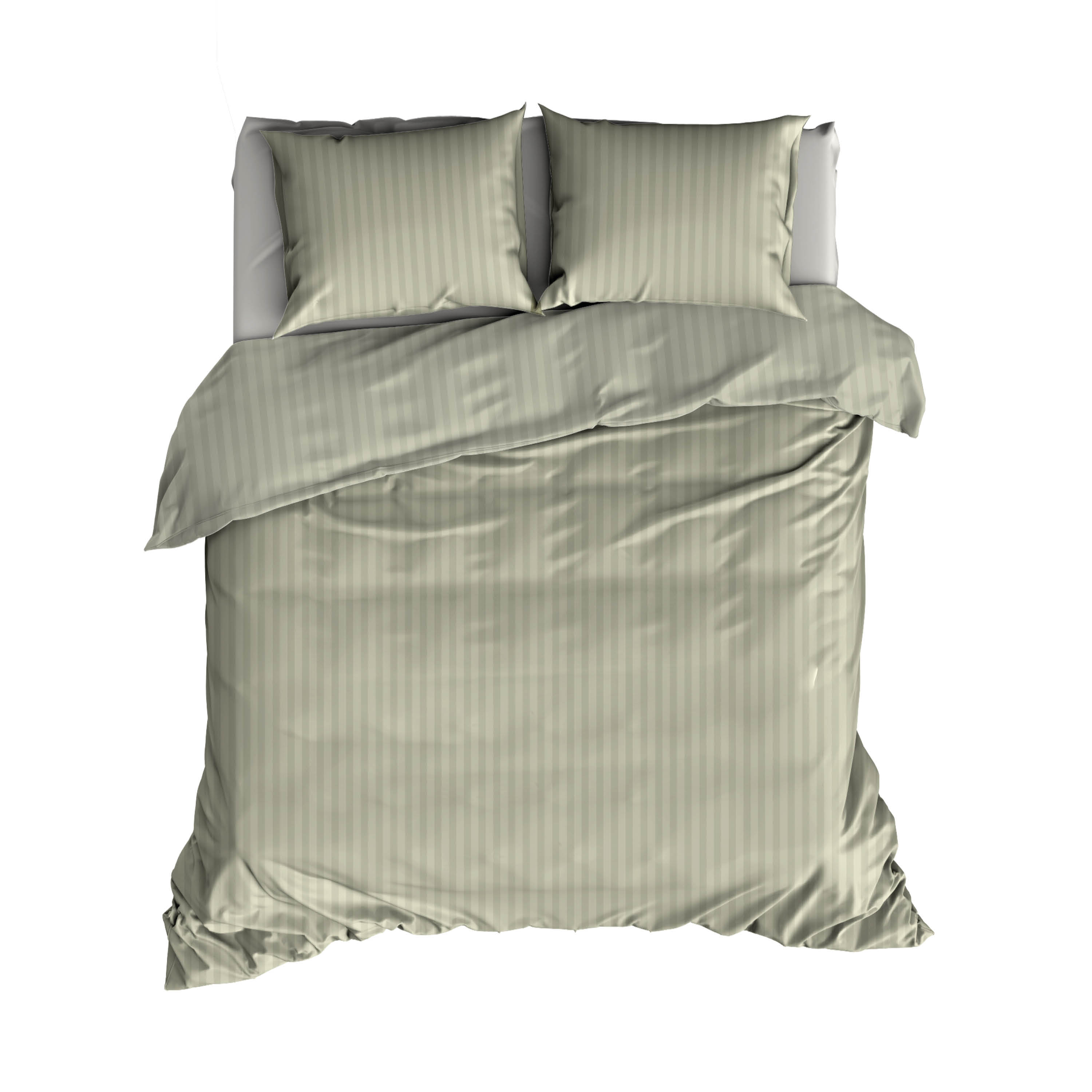 Satin D'Or Dekbedovertrekset Streep 240x200-220 cm Satijn Khaki