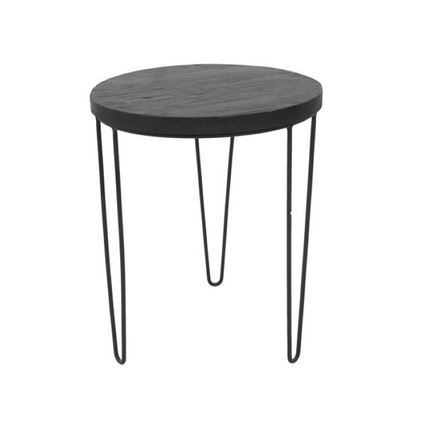 Van Der Leeden Bijzettafel Hout/Metaal Zwart Rond 40x50 cm