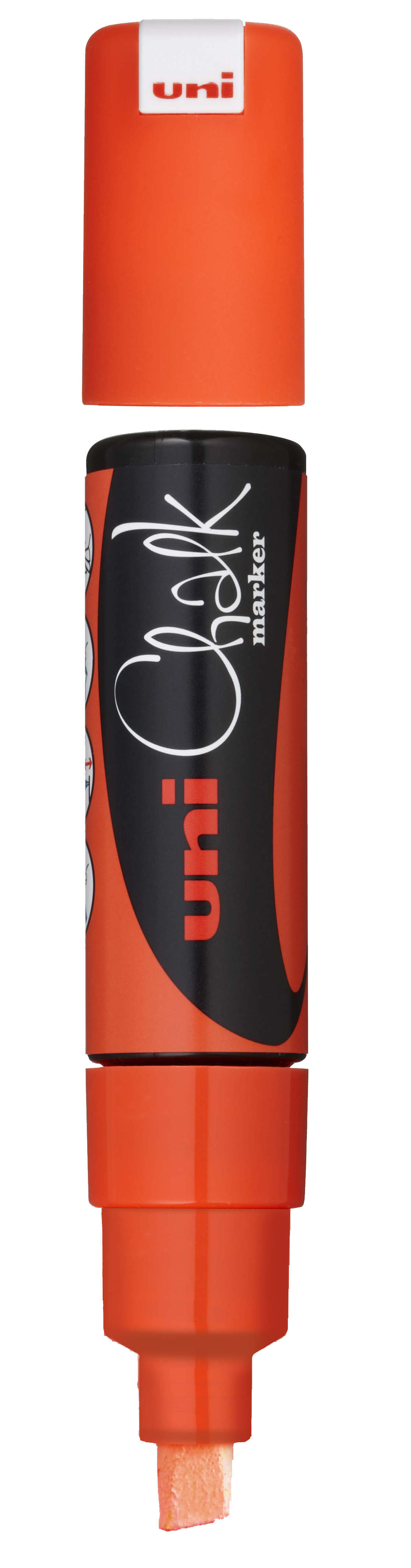 Krijtmarker 8 mm Schuine Punt Chalk Marker by Uni - Fluo Oranje