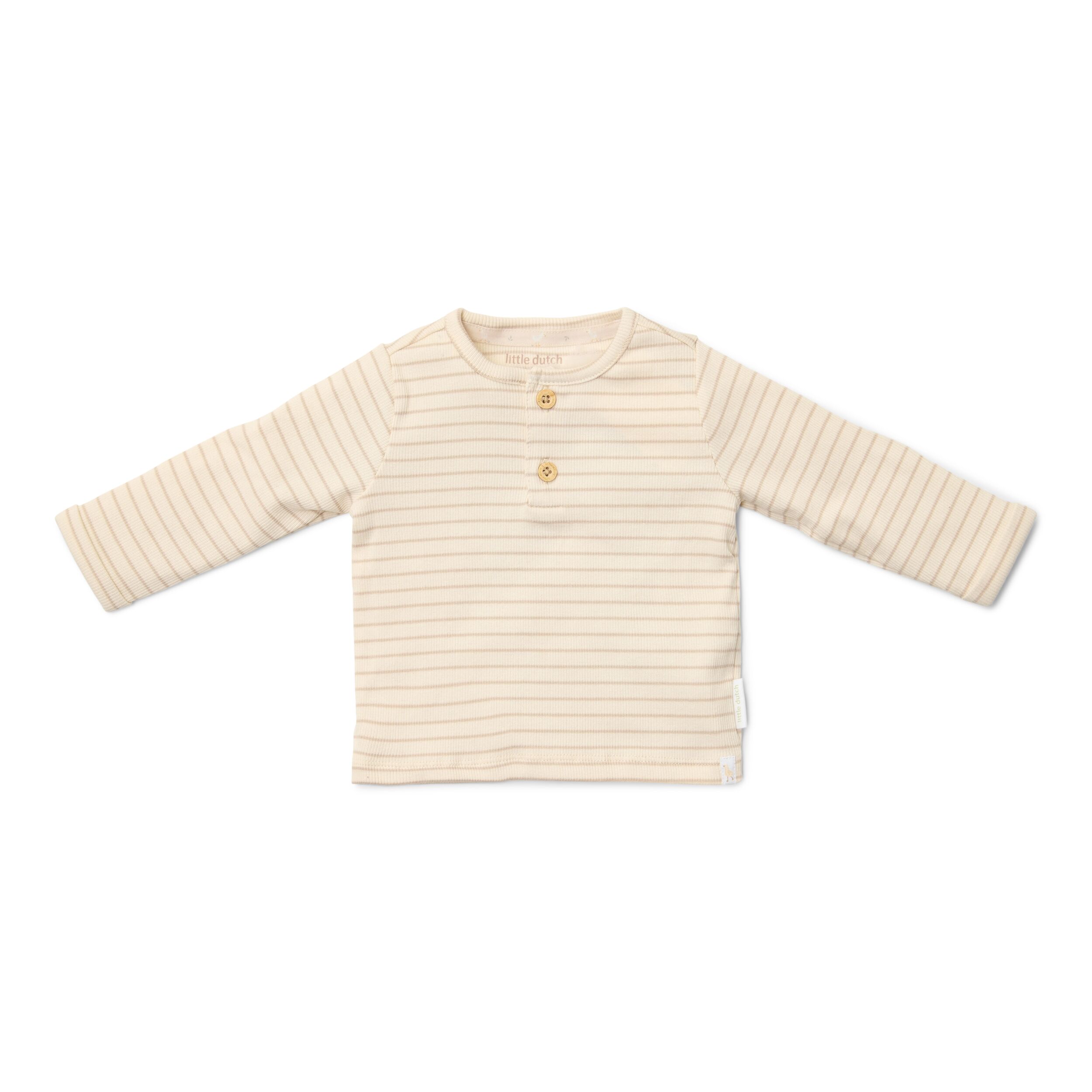 Little Dutch T-Shirt Nb Unisex Lm Soft Beige Stripe - 56