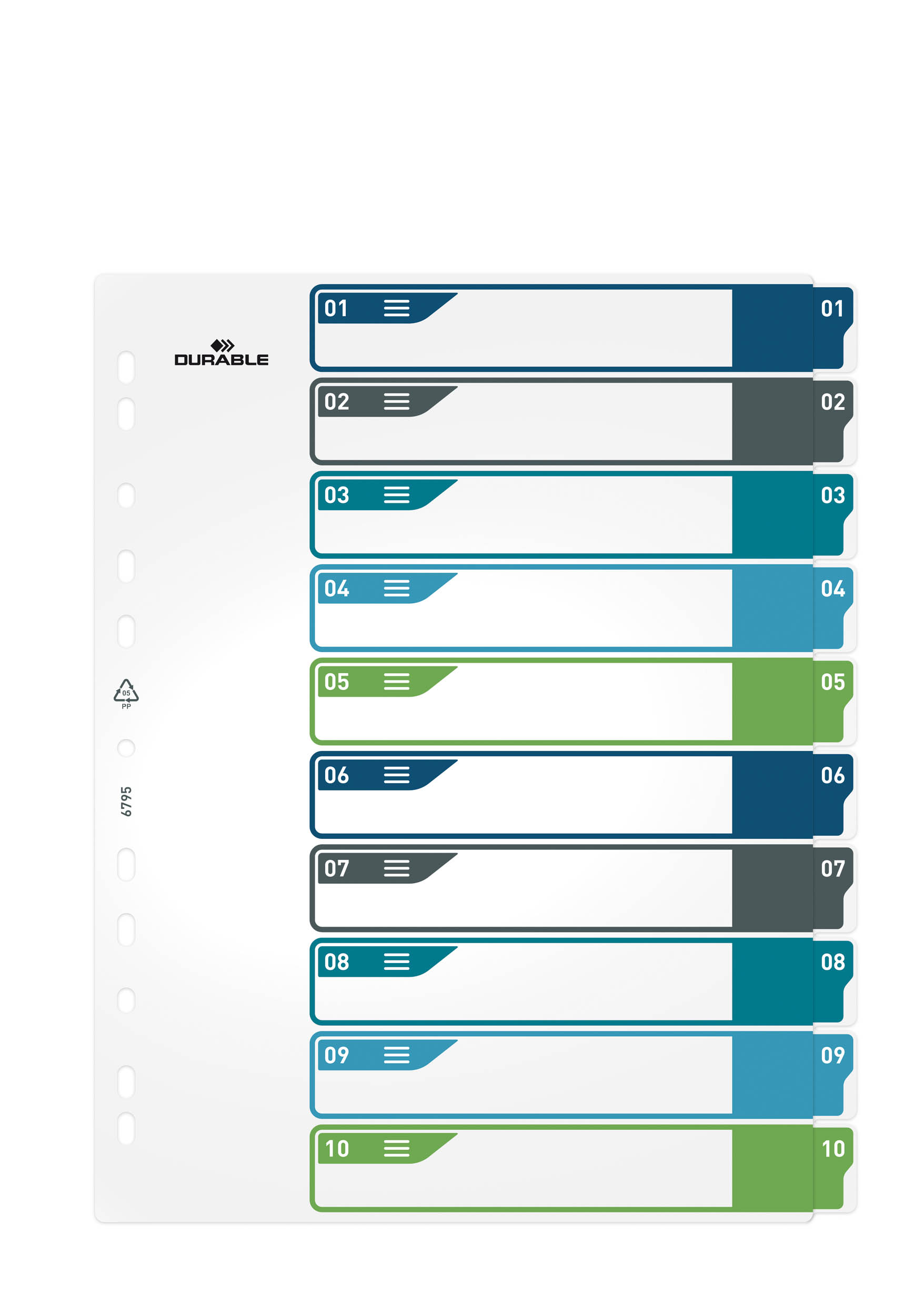 Durable Tabbladen 1-10 PP A4+ Herbruikbaar
