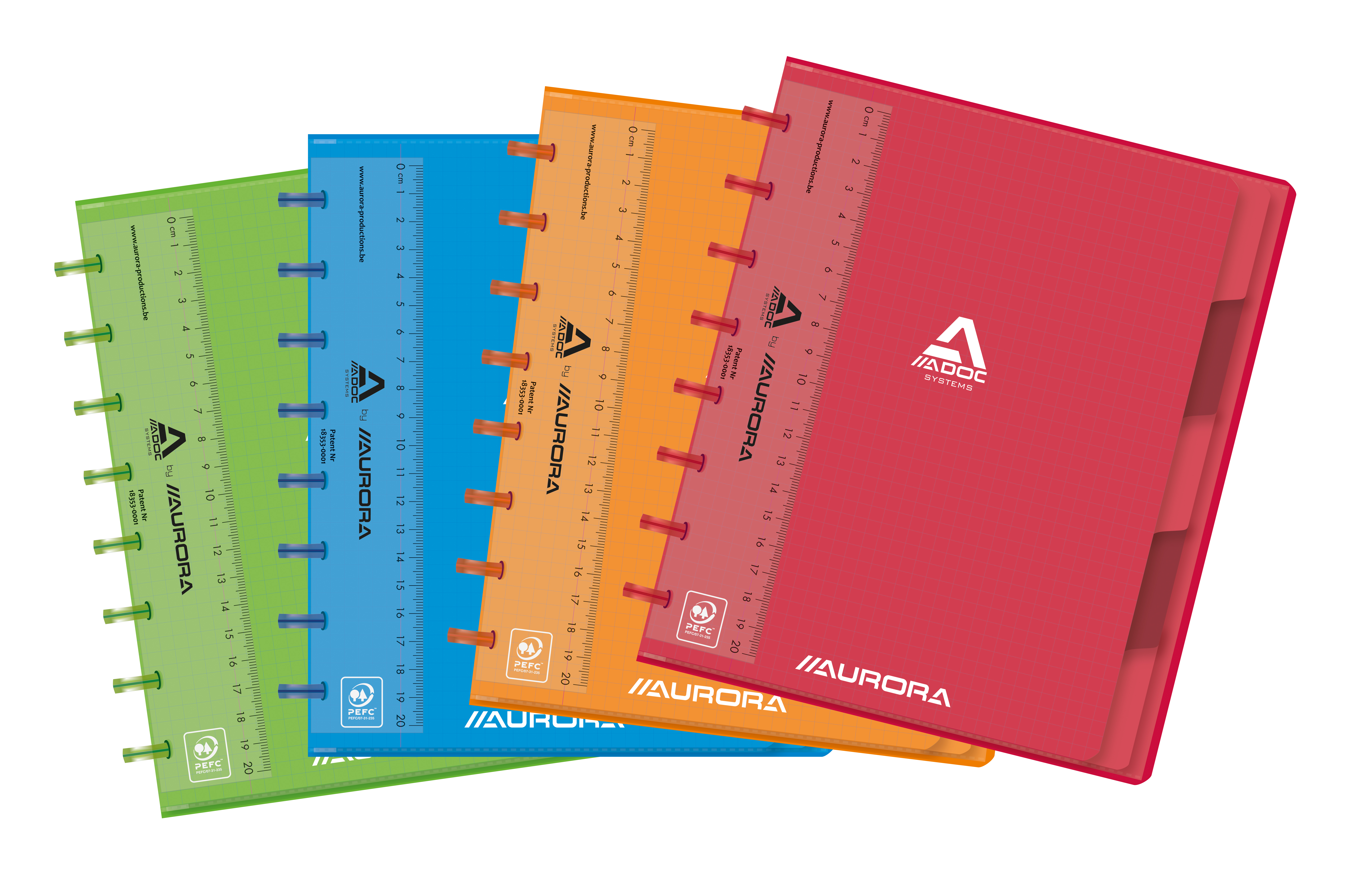 ADOC Pap-Ex Book Colorlines A5+ 144 pag. Geruit 90 g - 5 Tabbladen + 5 Hoesjes