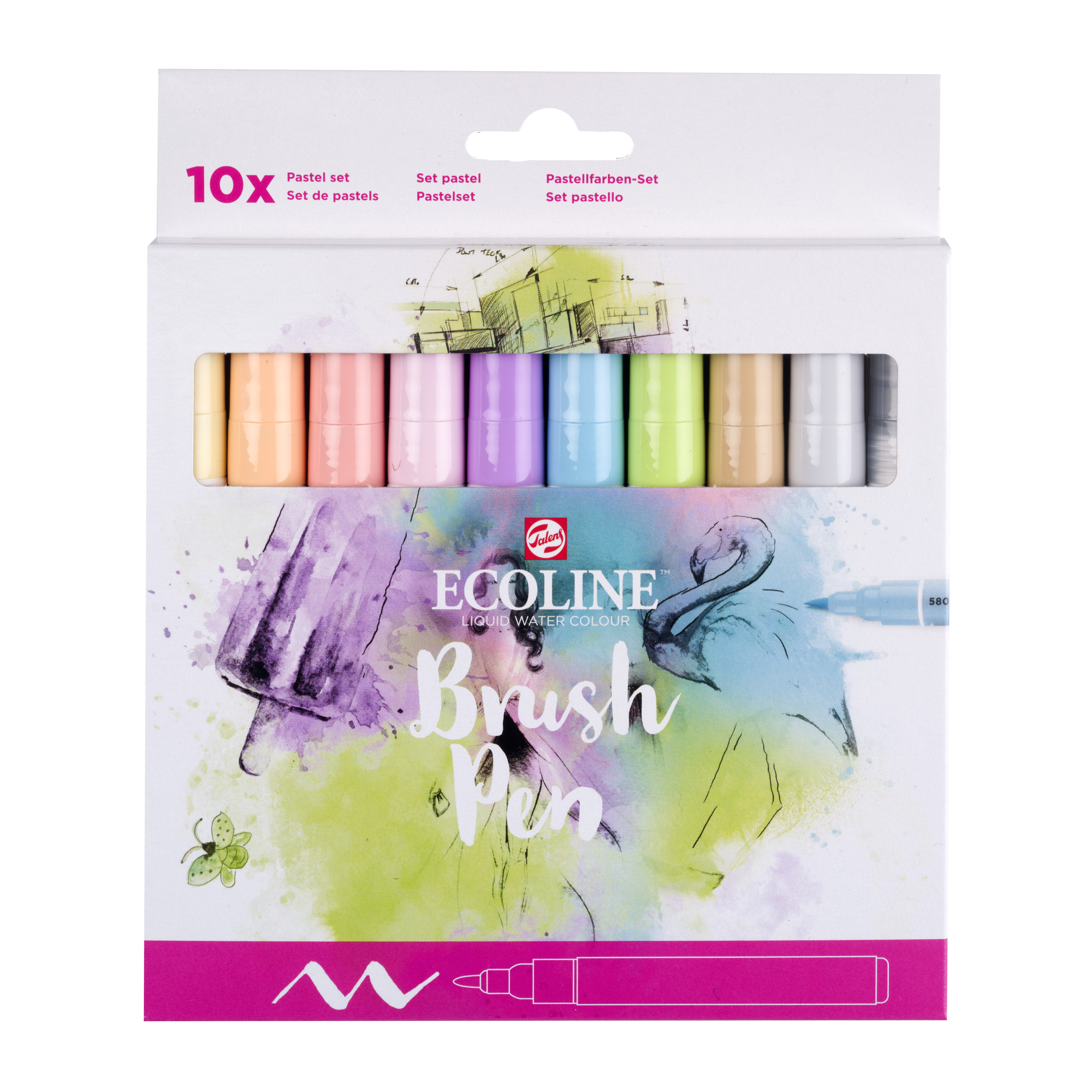 Talens Ecoline Brush Pen Set Pastel 10 stuks