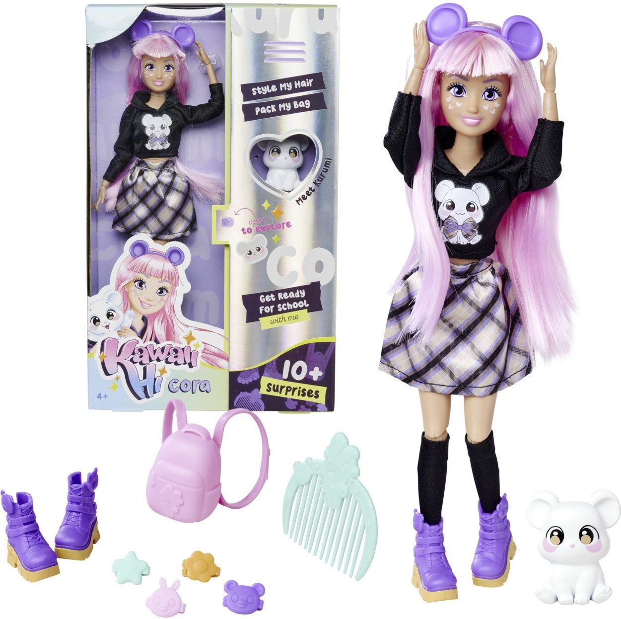 Kawaii Hi Cora, pop 32 cm met accessoires