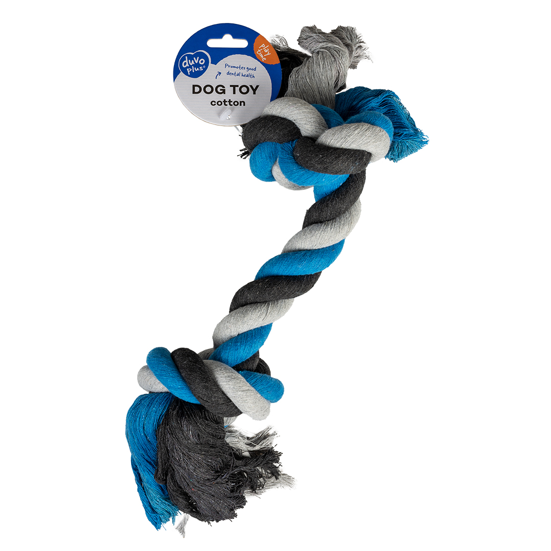 Duvoplus Katoen Knoop extra extra large 45 cm - 470 g - Blauw/Grijs/Ecru
