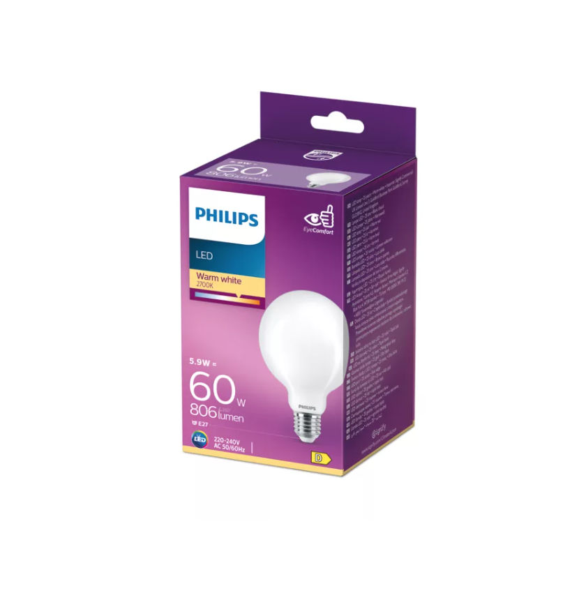 Philips LED Bollamp G93 E27 5.9W 806lm 2700K