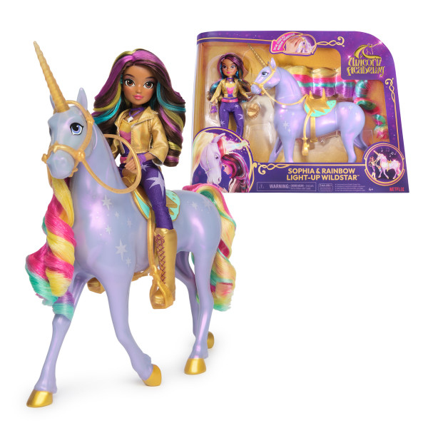 Unicorn Academy Gift Set Unicorn Wildstar Rainbow Light-Up en Pop Sophia 28 cm en 24 cm
