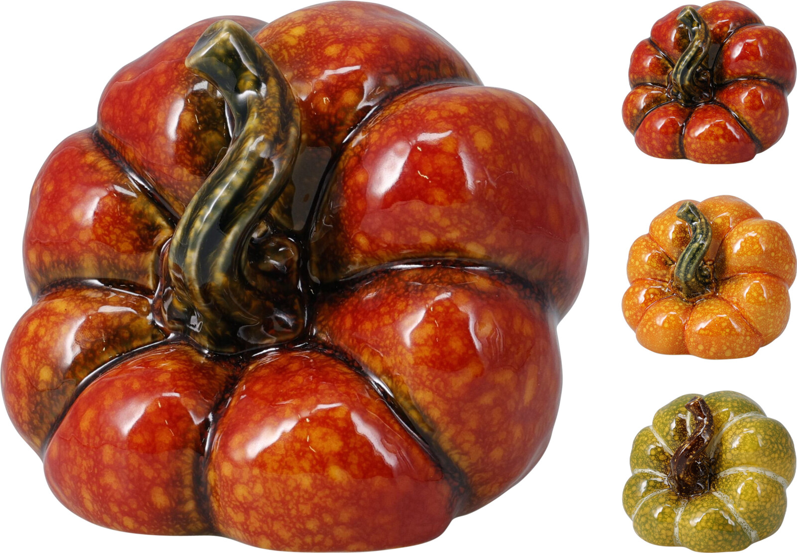 Pompoen 14x11x11 cm - Porselein - assorti - prijs per stuk