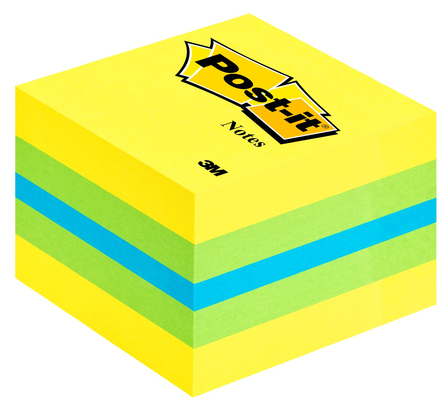 Post-It Notes MiniKubus 51x51mm - 400vel Neongeel/Limoengroen/Paradise Blauw